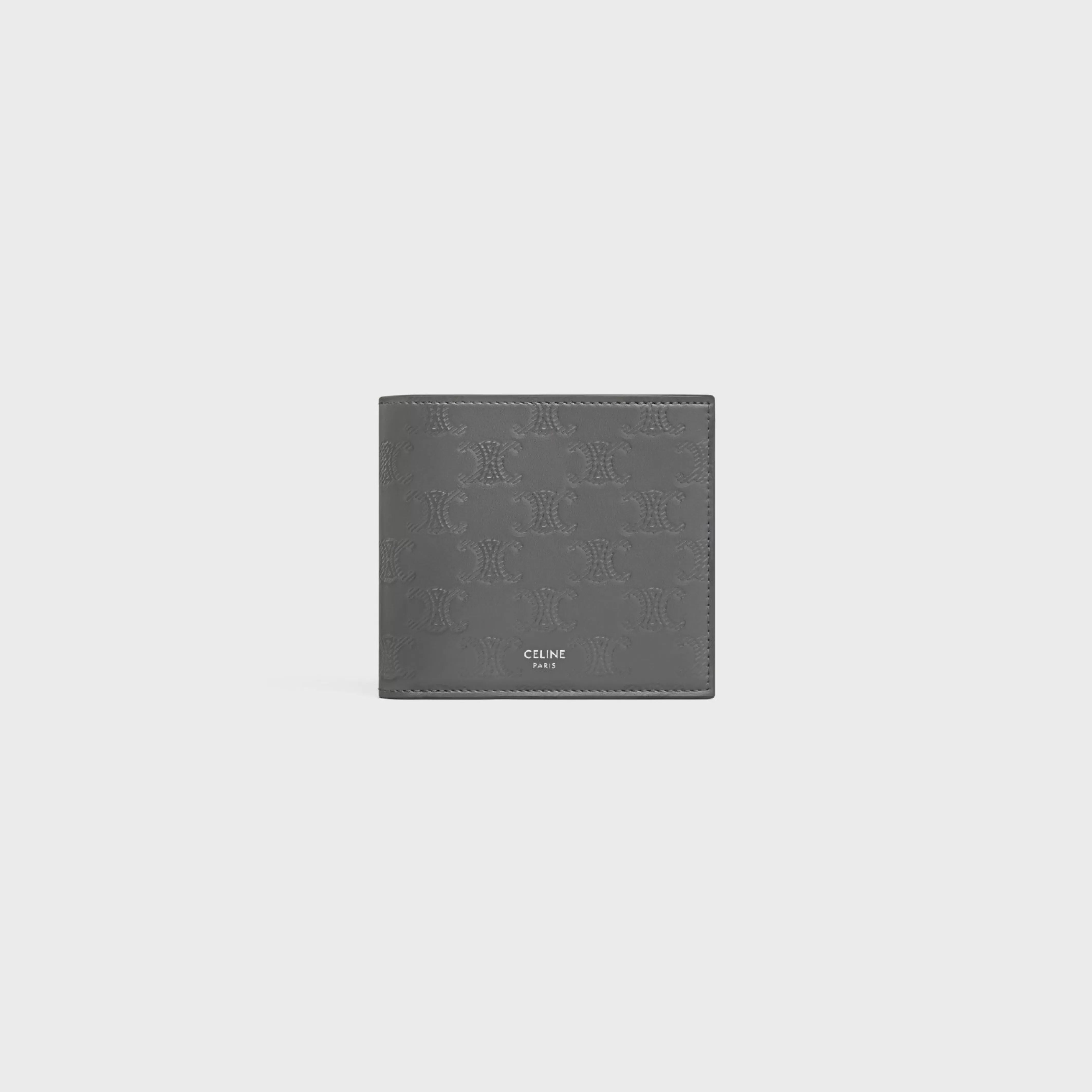 Bi-fold Wallet with Coin Compartment in Calfskin with triomphe embossed^CELINE New