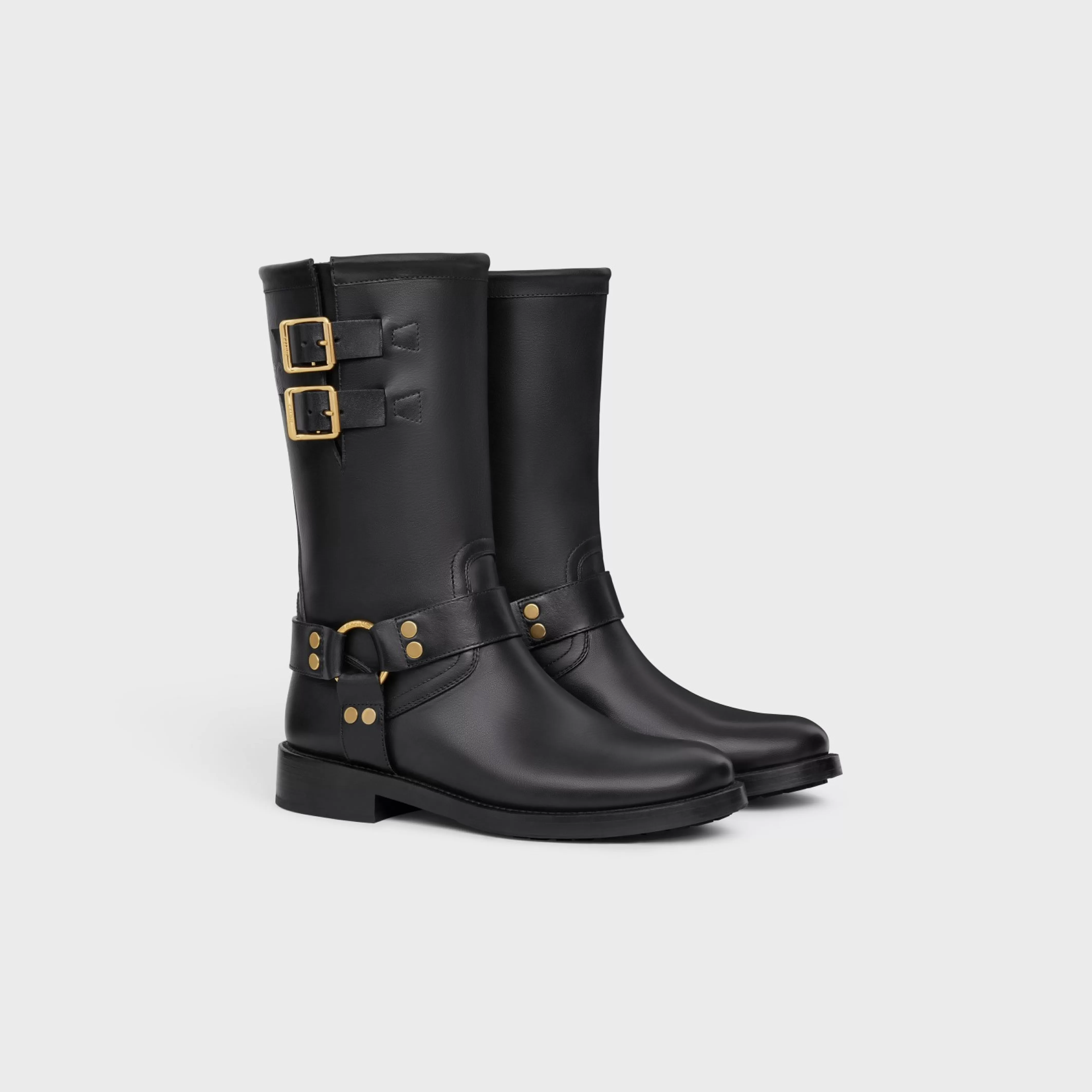 BIKER MID BOOT WITH HARNESS in CALFSKIN - VEGETAL TANNING^CELINE Sale