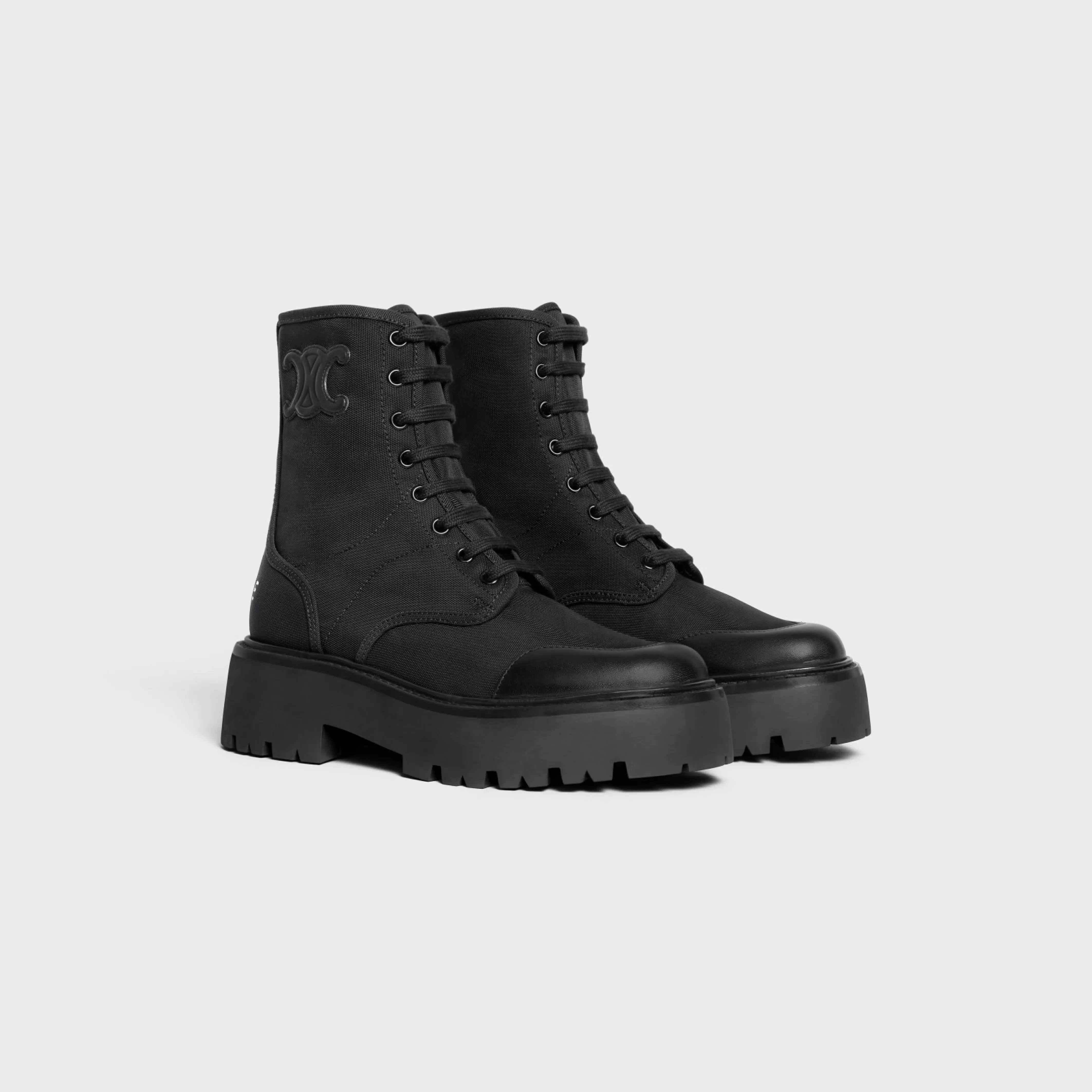 BULKY LACED UP BOOT in NYLON AND SHINY BULL^CELINE Store