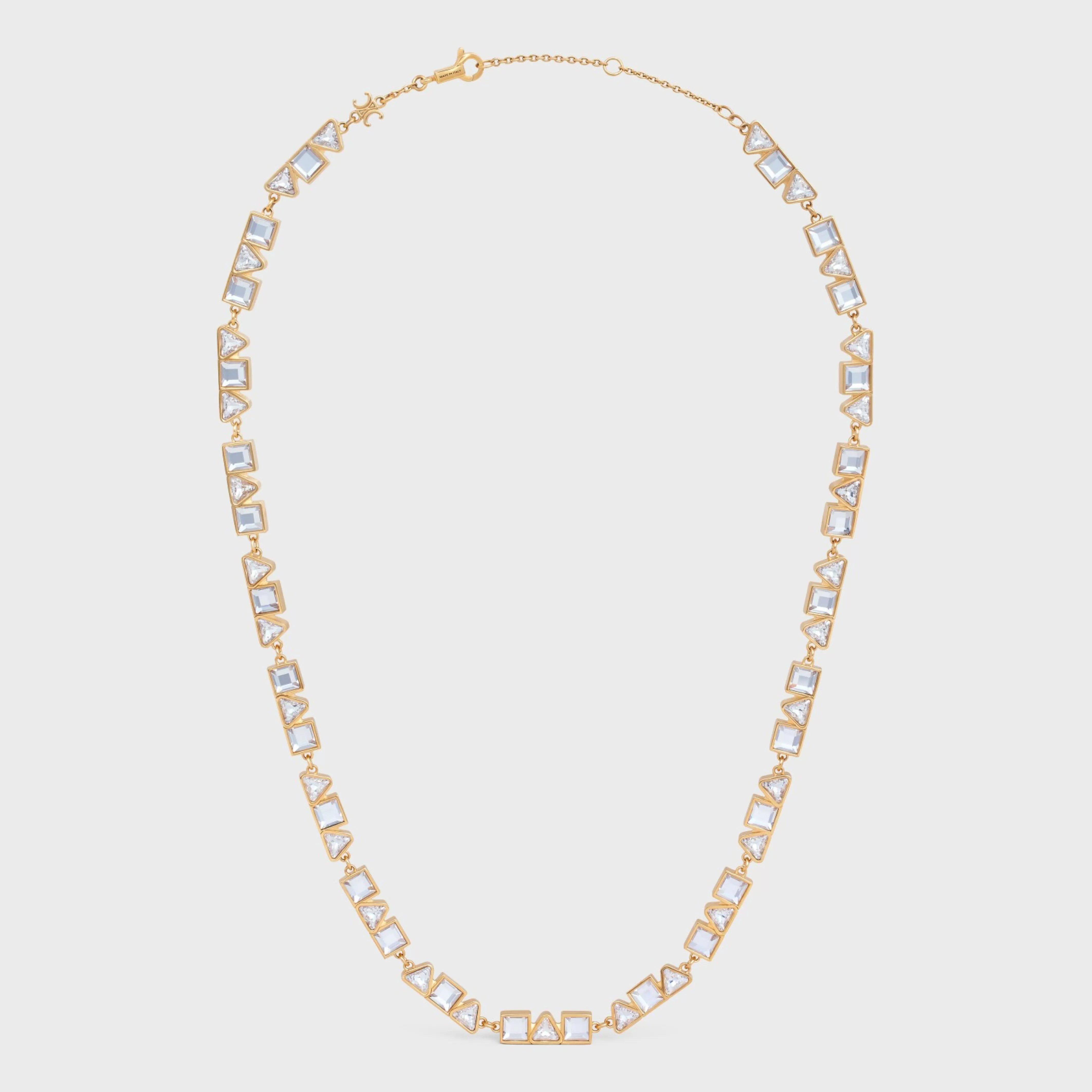 Geometric Necklace in Brass with Gold Finish and Strass^CELINE Clearance