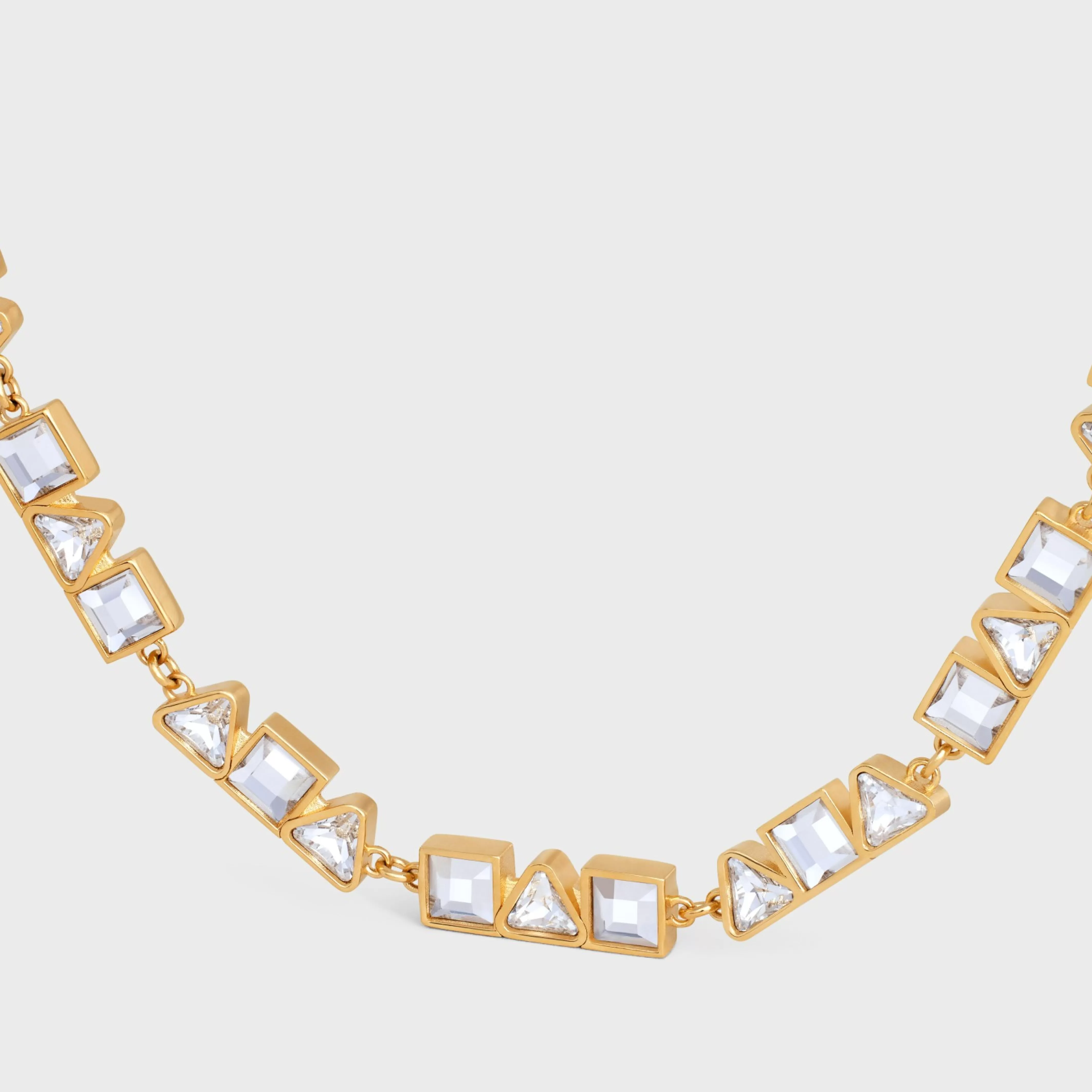 Geometric Necklace in Brass with Gold Finish and Strass^CELINE Clearance