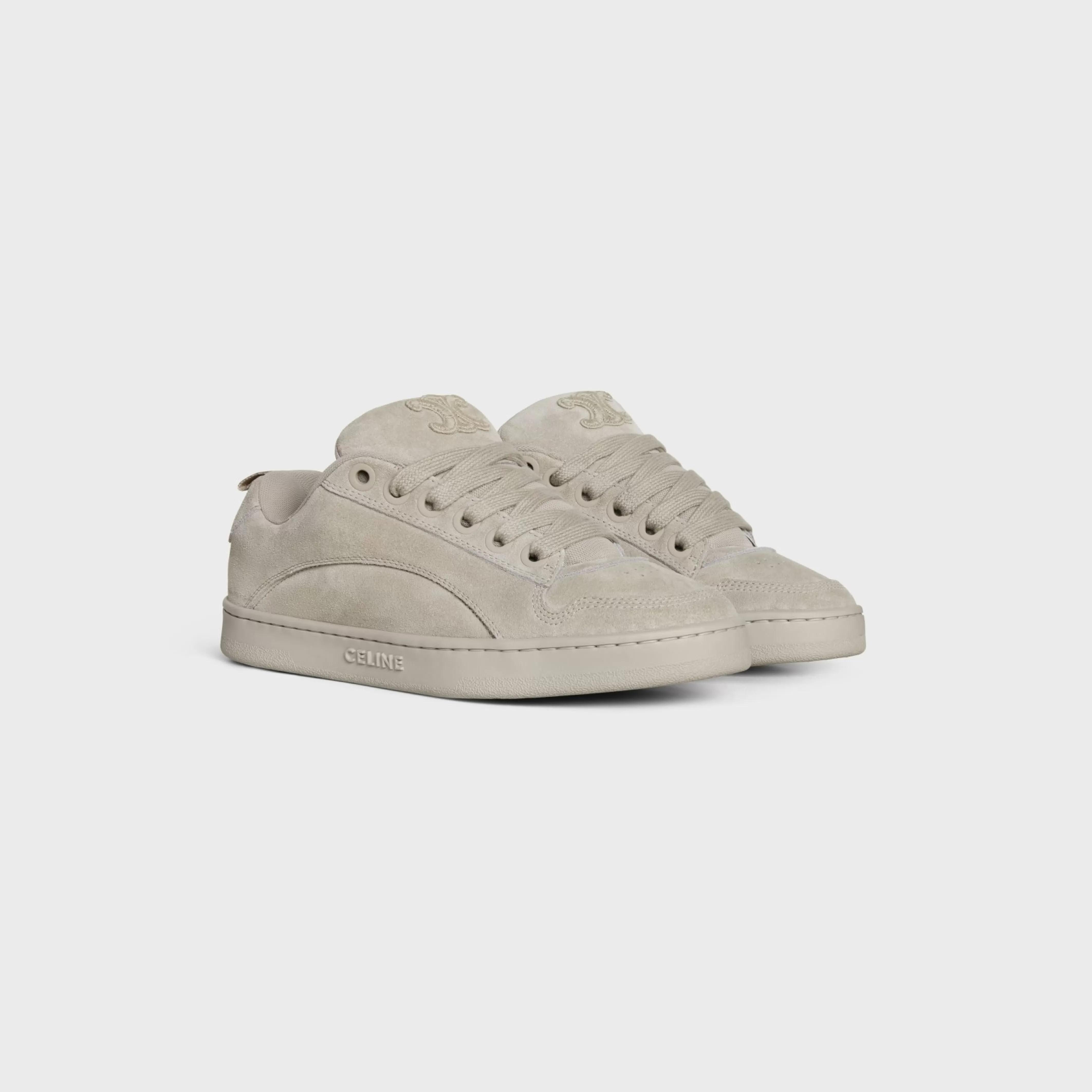 HUNTINGTON LOW LACE-UP SNEAKER in SUEDE CALFSKIN AND MESH^CELINE Clearance