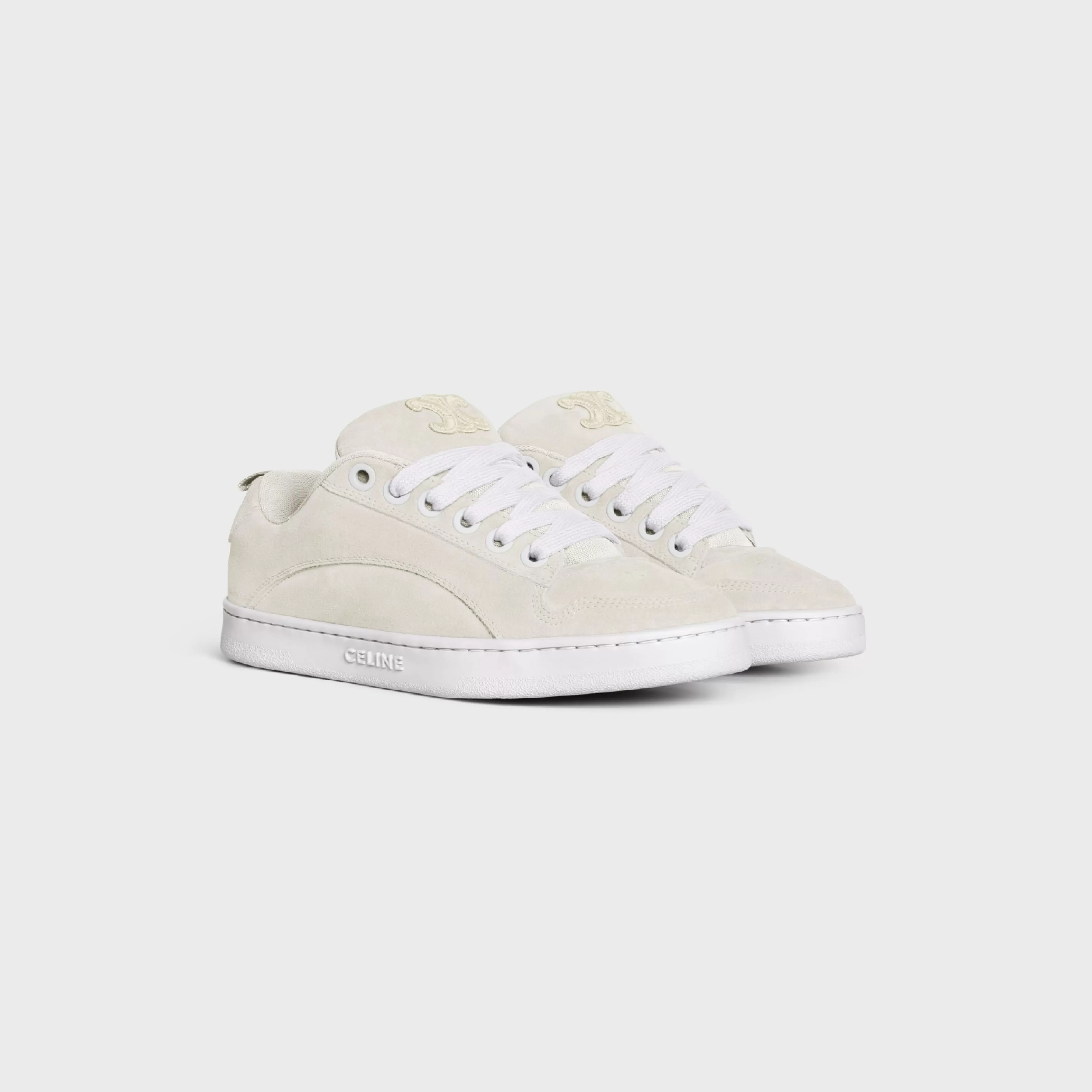 HUNTINGTON LOW LACE-UP SNEAKER in SUEDE CALFSKIN AND MESH^CELINE New