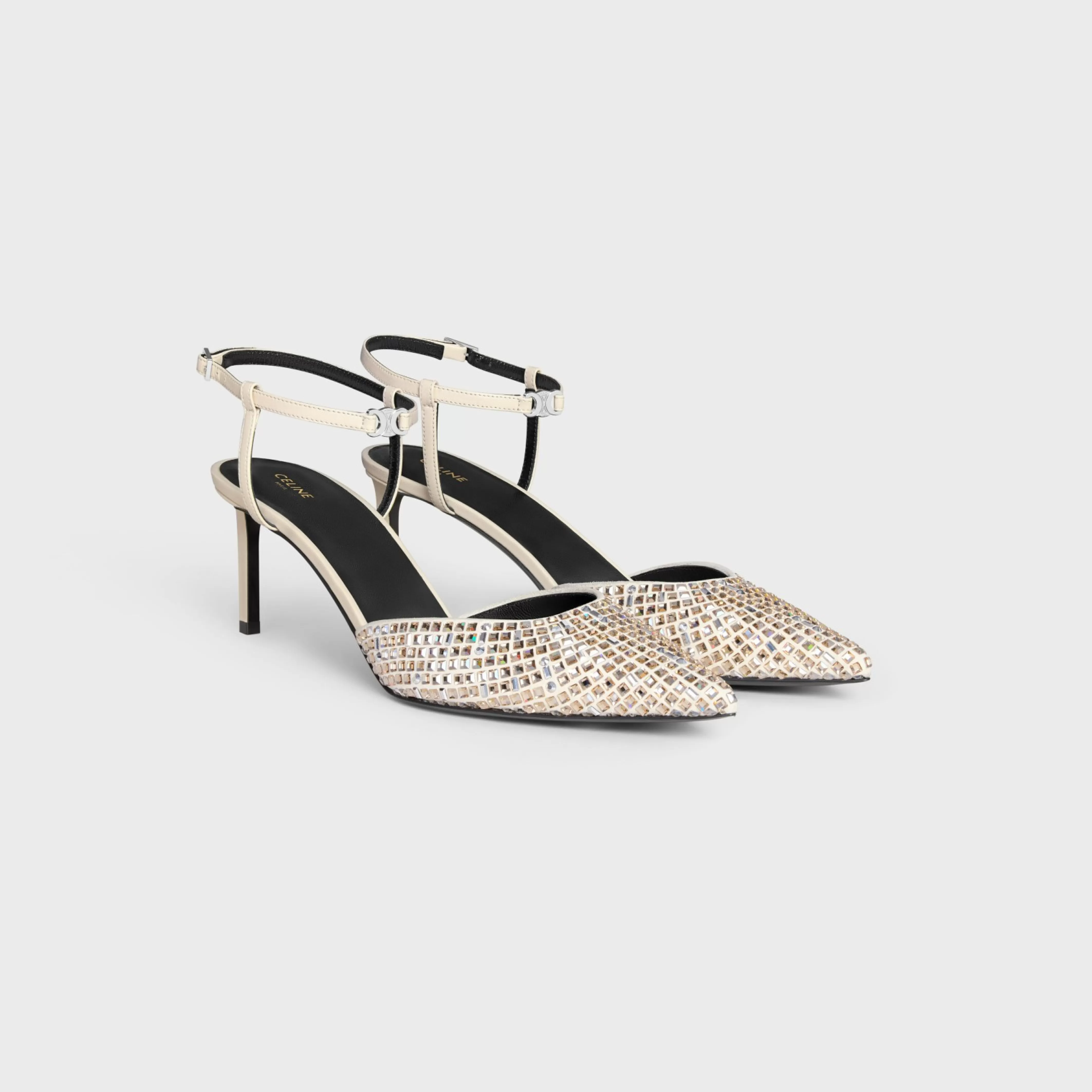 KITTEN STRAP PUMP in SUEDE GOATSKIN WITH STRASS & LAMBSKIN^CELINE Online