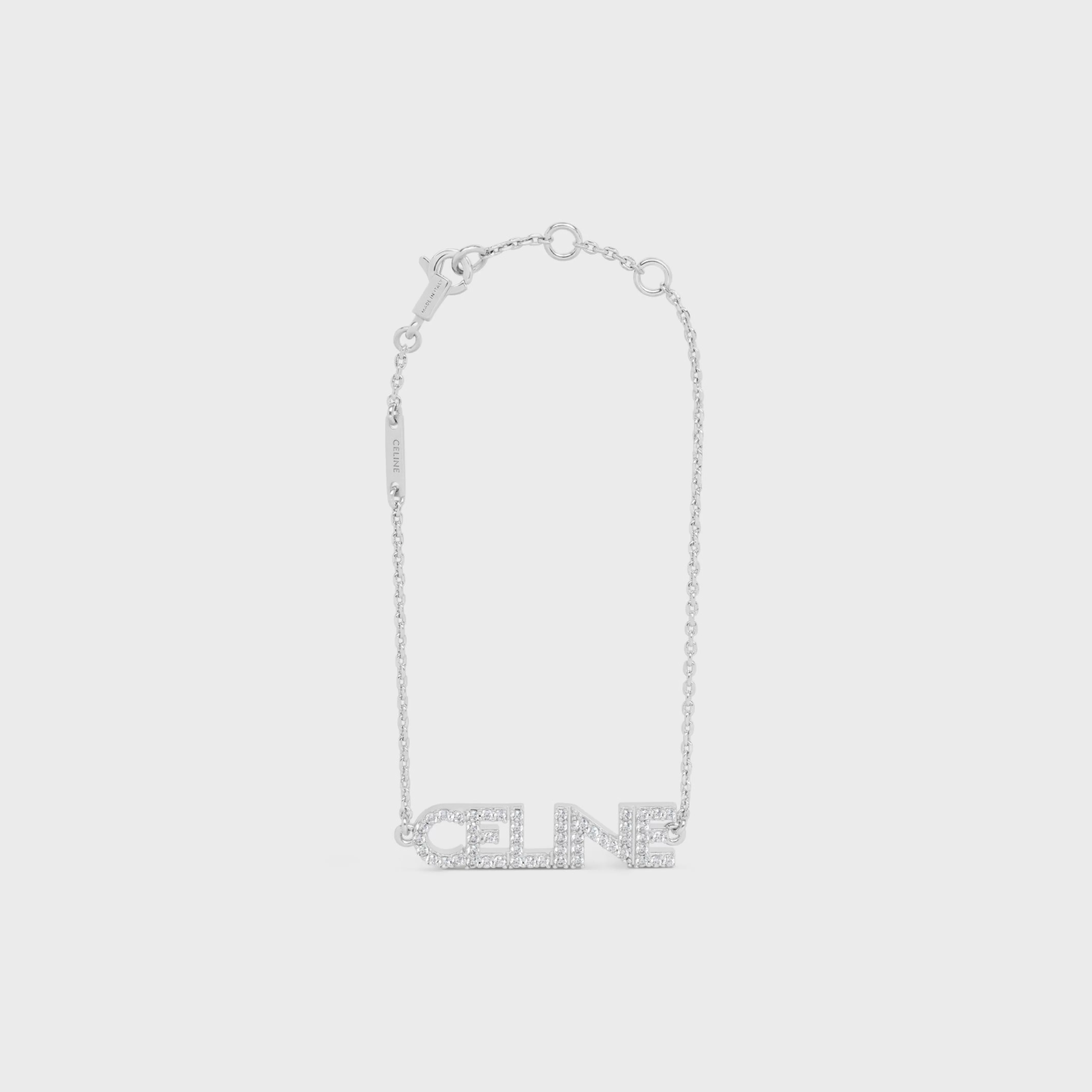 Monochroms Strass Bracelet in Brass with Rhodium Finish and Crystals^CELINE Best Sale