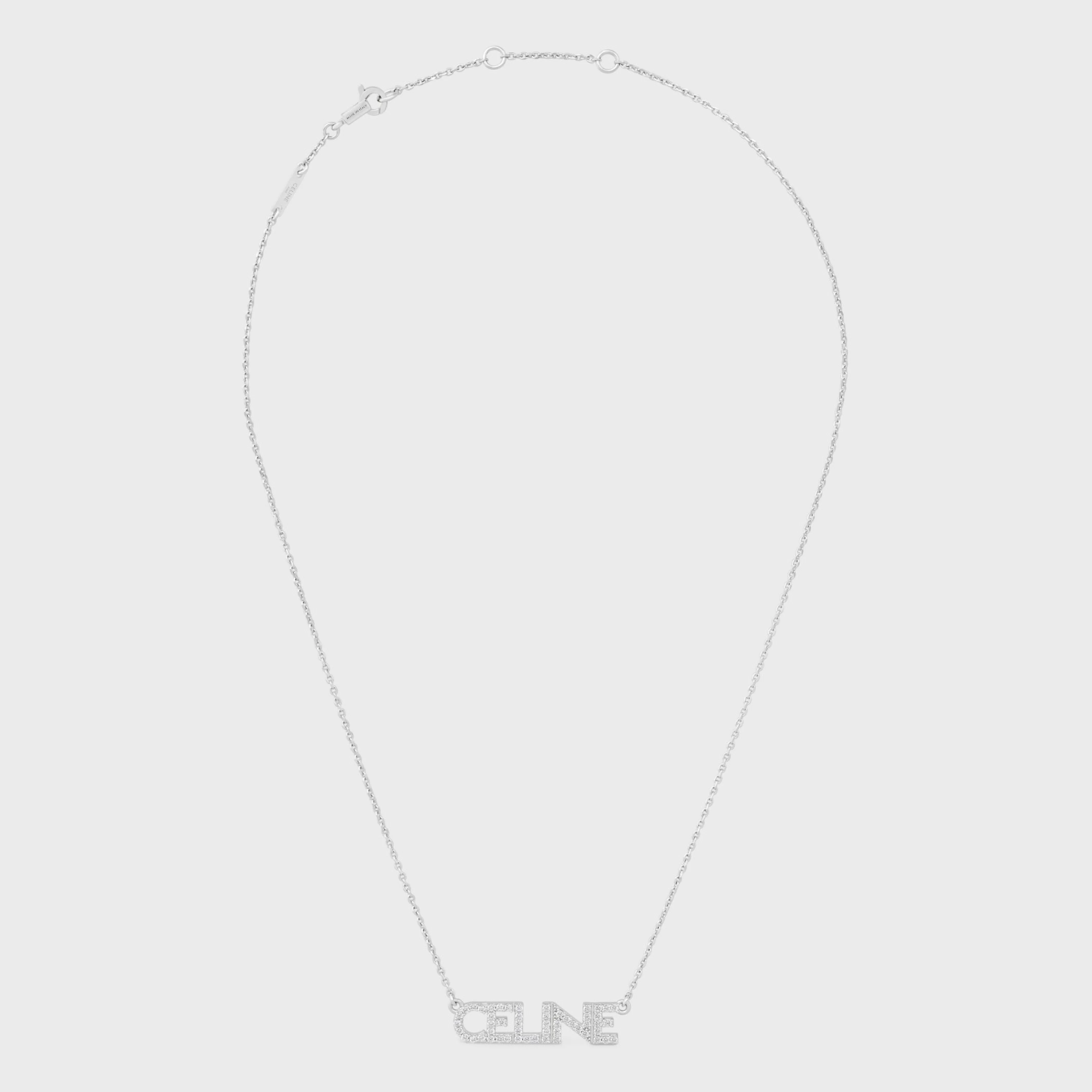 Monochroms Strass Necklace in Brass with Rhodium Finish and Crystals^CELINE Cheap