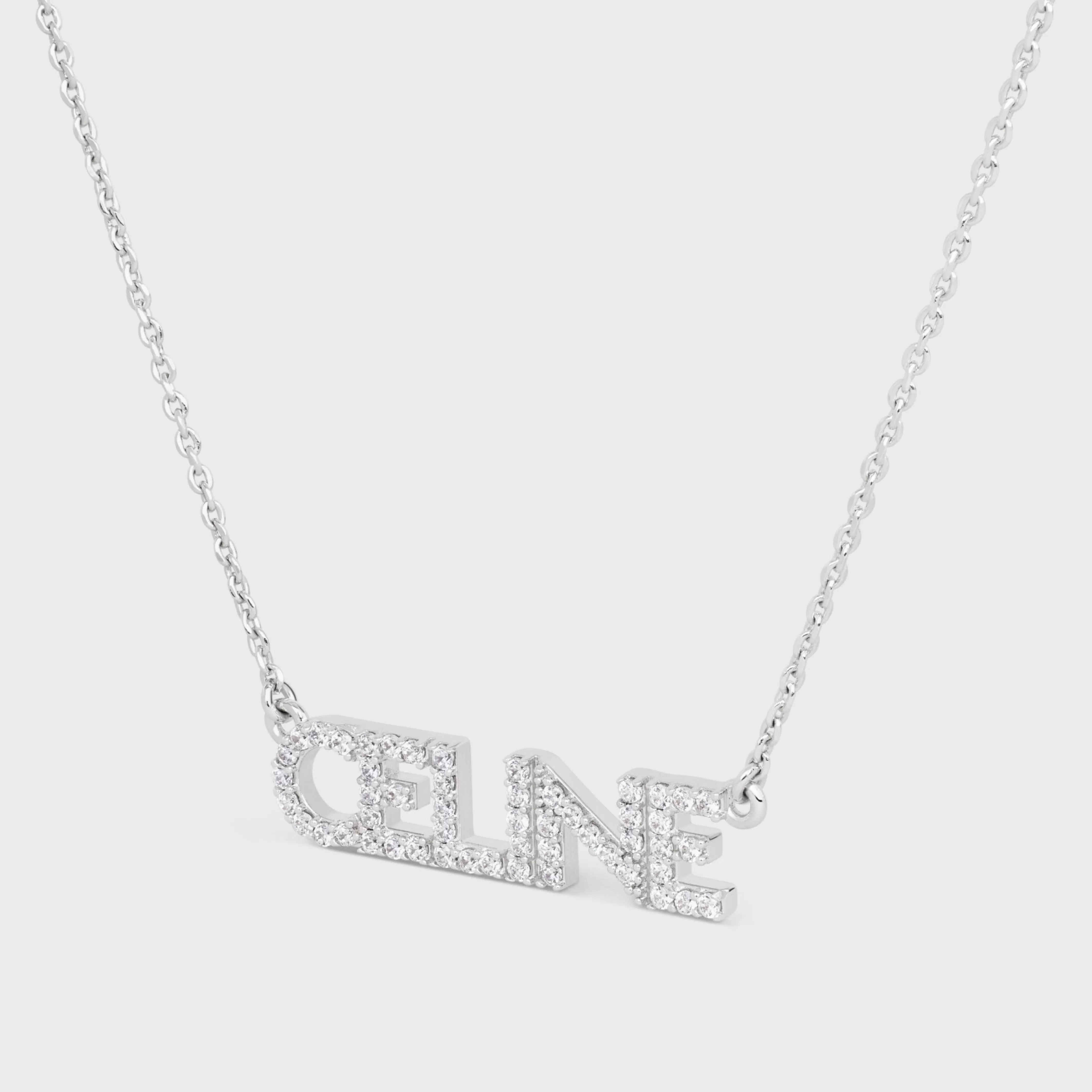 Monochroms Strass Necklace in Brass with Rhodium Finish and Crystals^CELINE Cheap
