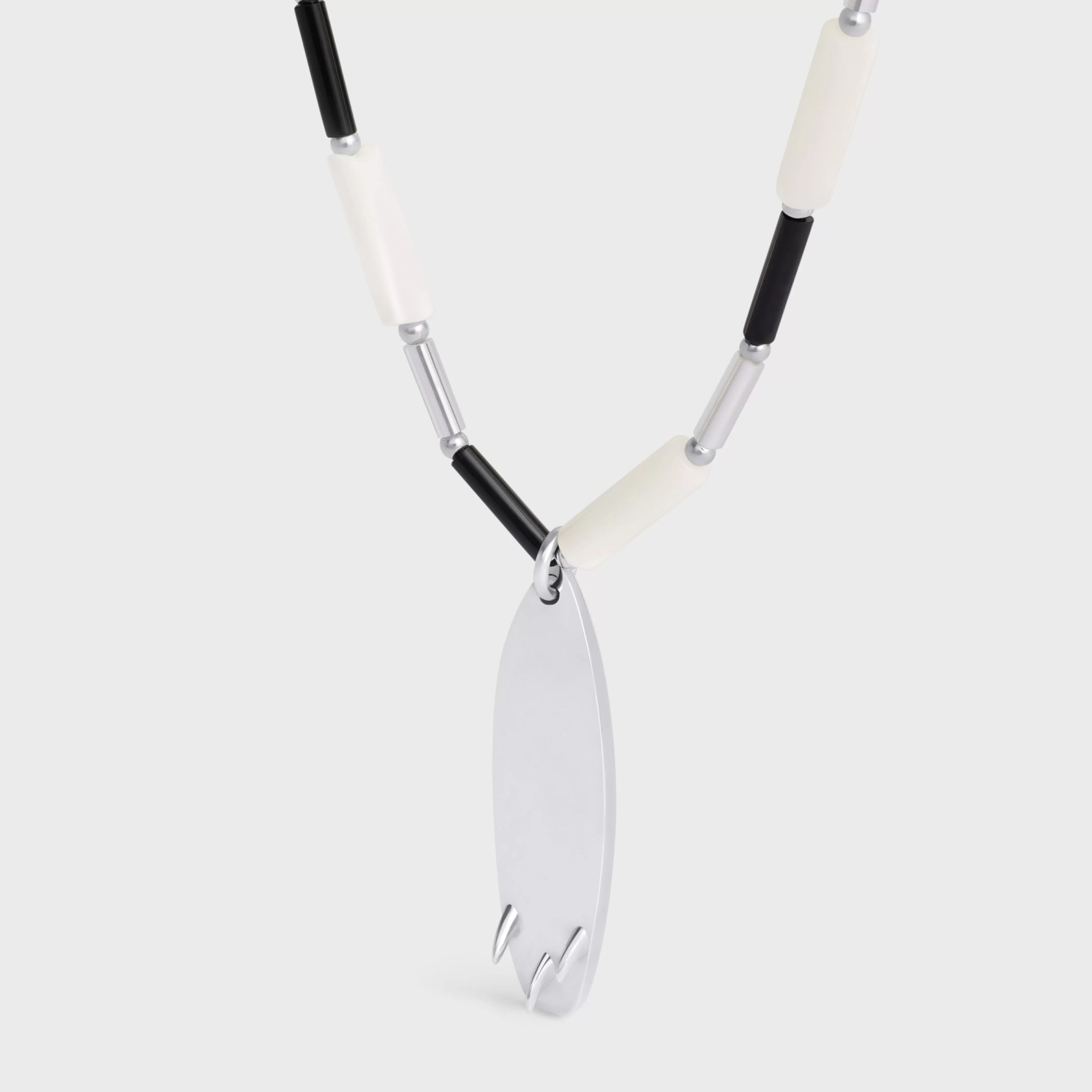 Monochroms Surf Necklace in Brass with Rhodium Finish, Glass and Mother of Pearl^CELINE Discount