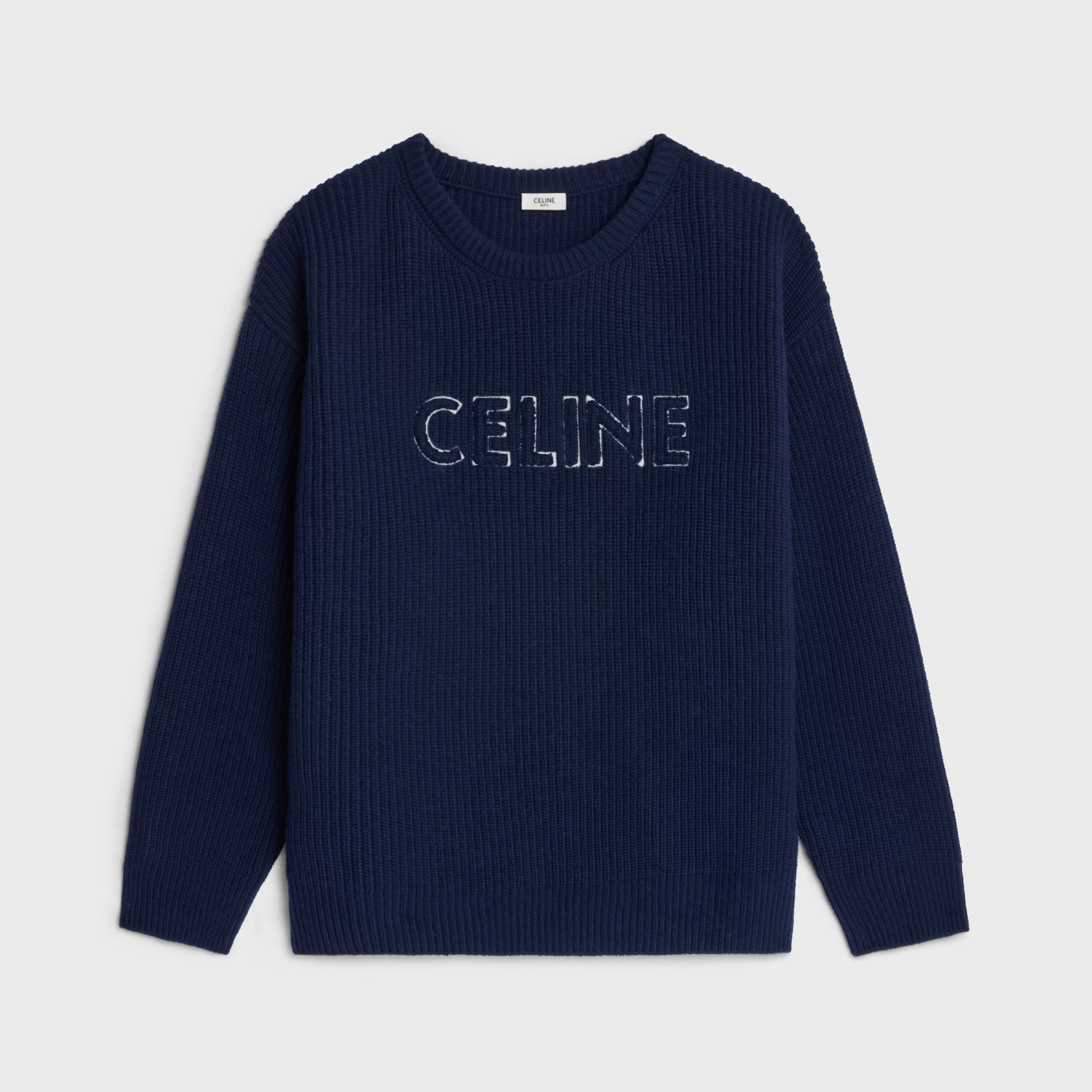 oversized crew neck sweater in wool^CELINE Hot