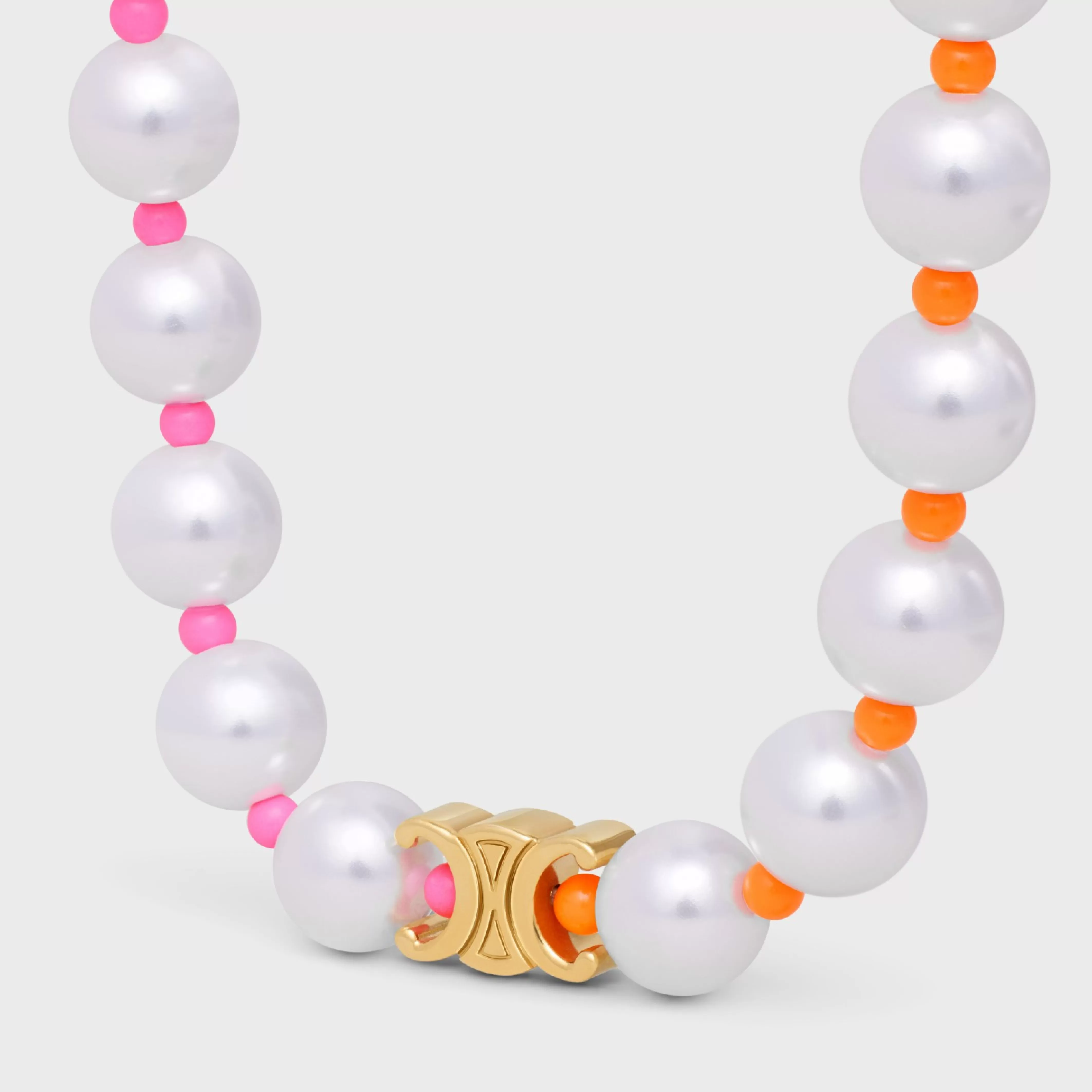 Plage Pearl Bracelet in Brass with Gold Finish and Resin Pearls^CELINE Online