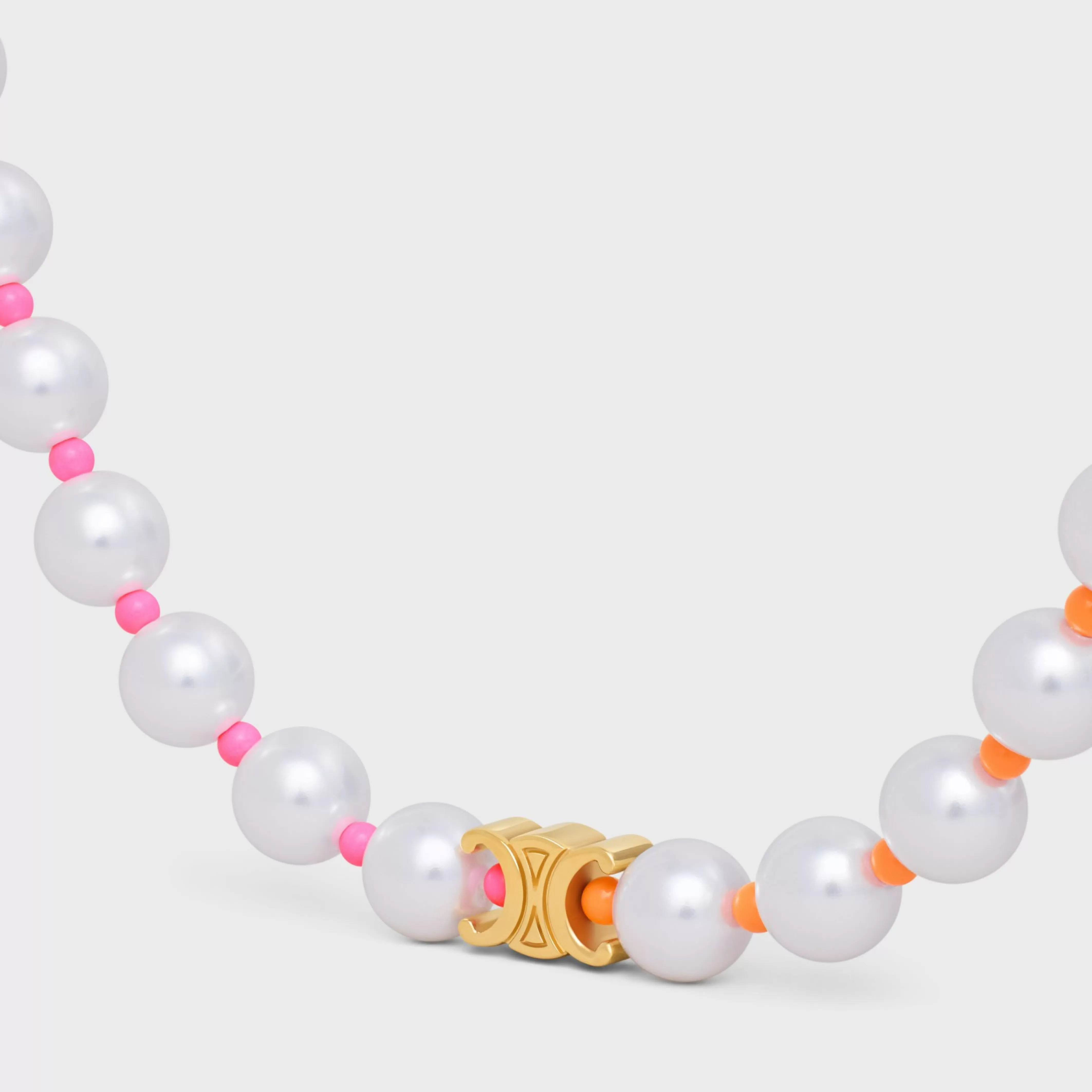 Plage Pearl Necklace in Brass with Gold Finish and Resin Pearls^CELINE Sale