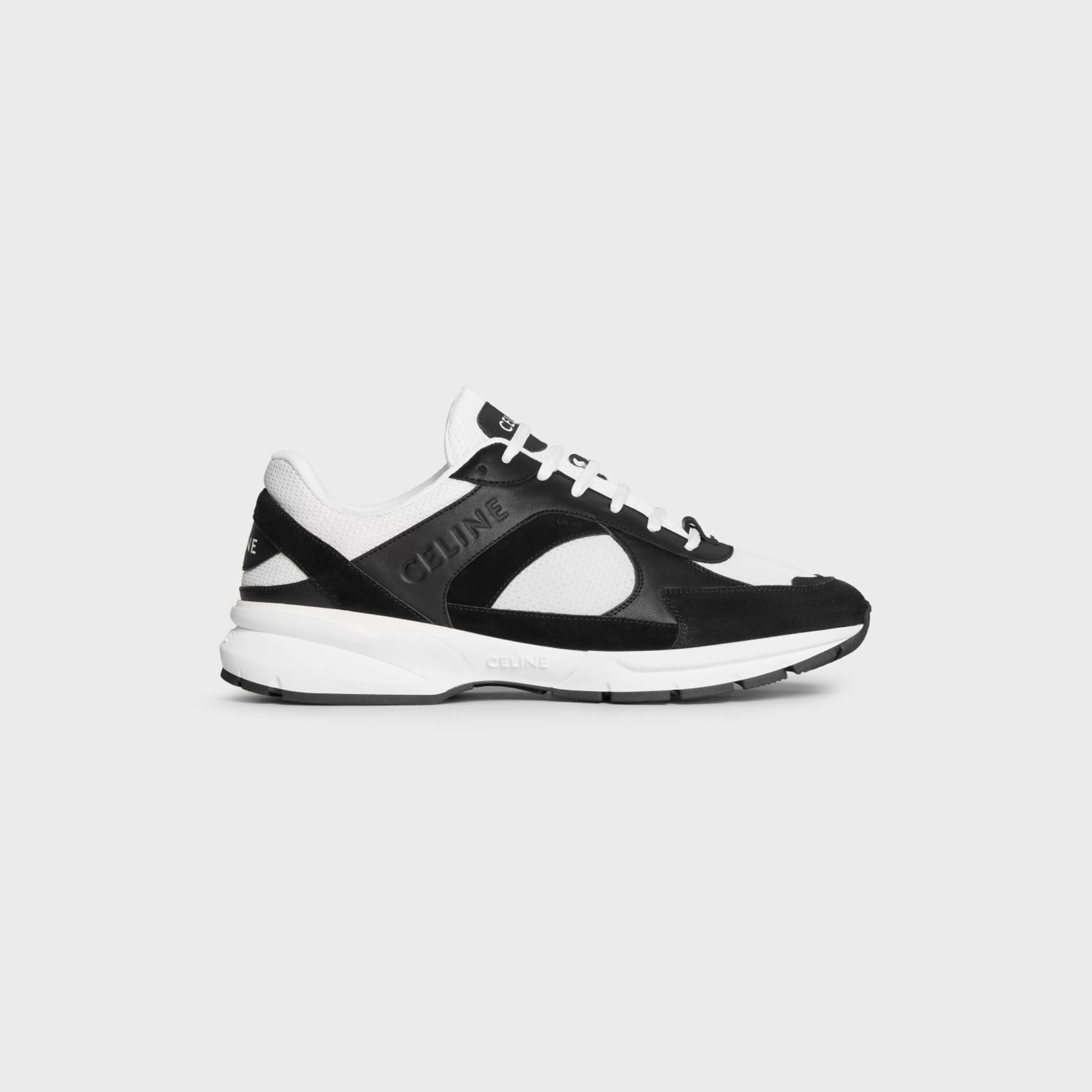 RUNNER CR-03 LOW LACE-UP SNEAKER in MESH, CALFSKIN AND SUEDE CALFSKIN^CELINE Hot
