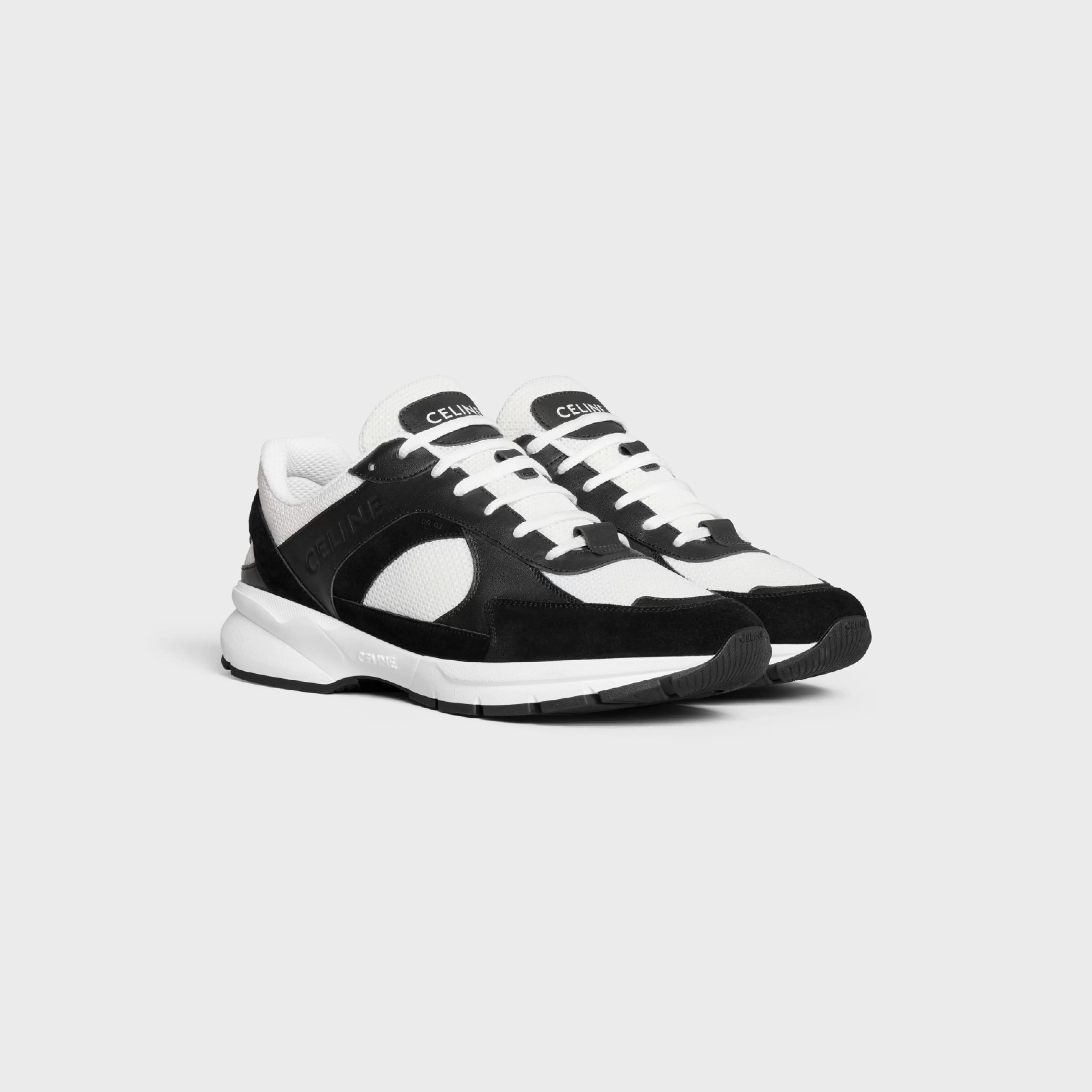 RUNNER CR-03 LOW LACE-UP SNEAKER in MESH, CALFSKIN AND SUEDE CALFSKIN^CELINE Hot