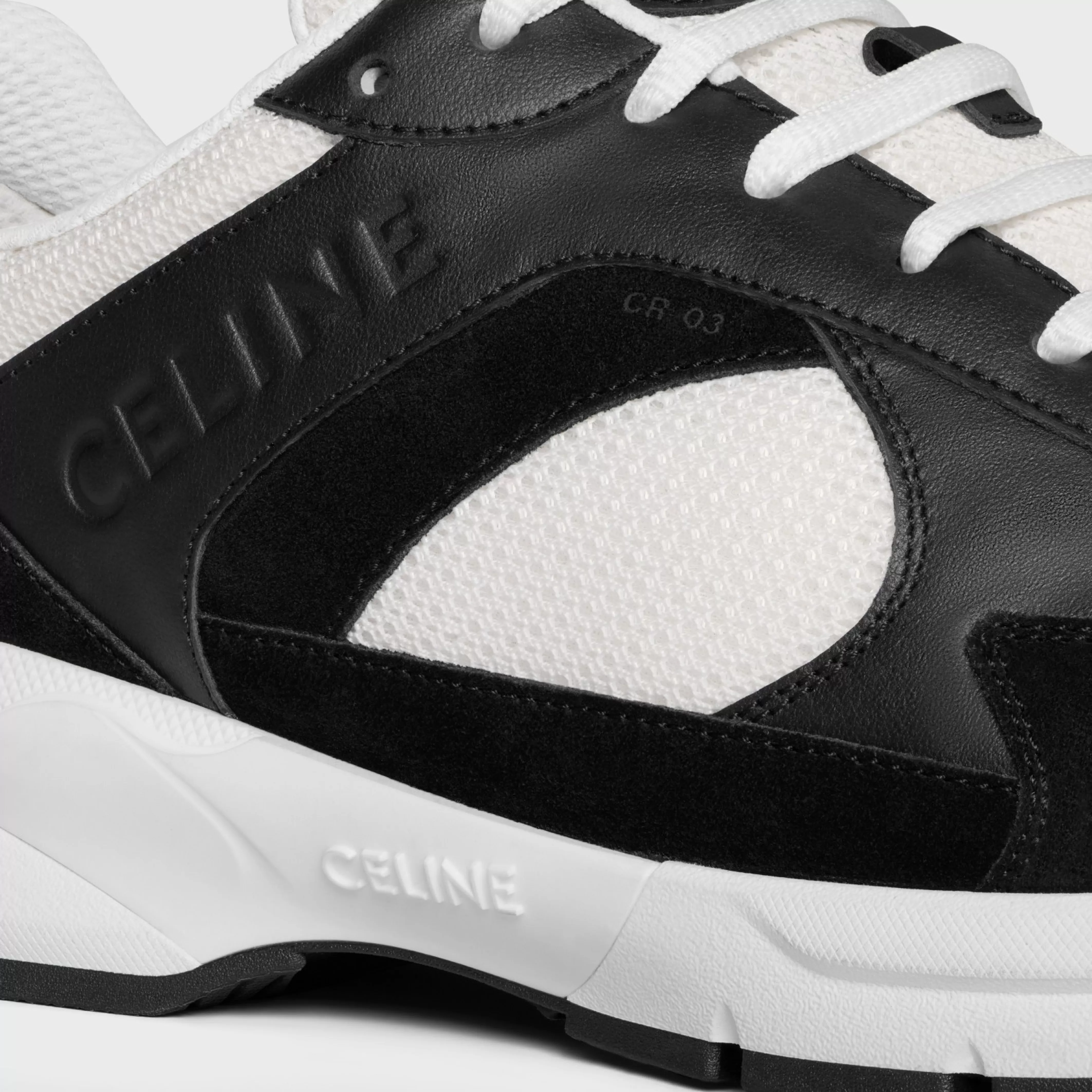 RUNNER CR-03 LOW LACE-UP SNEAKER in MESH, CALFSKIN AND SUEDE CALFSKIN^CELINE Hot
