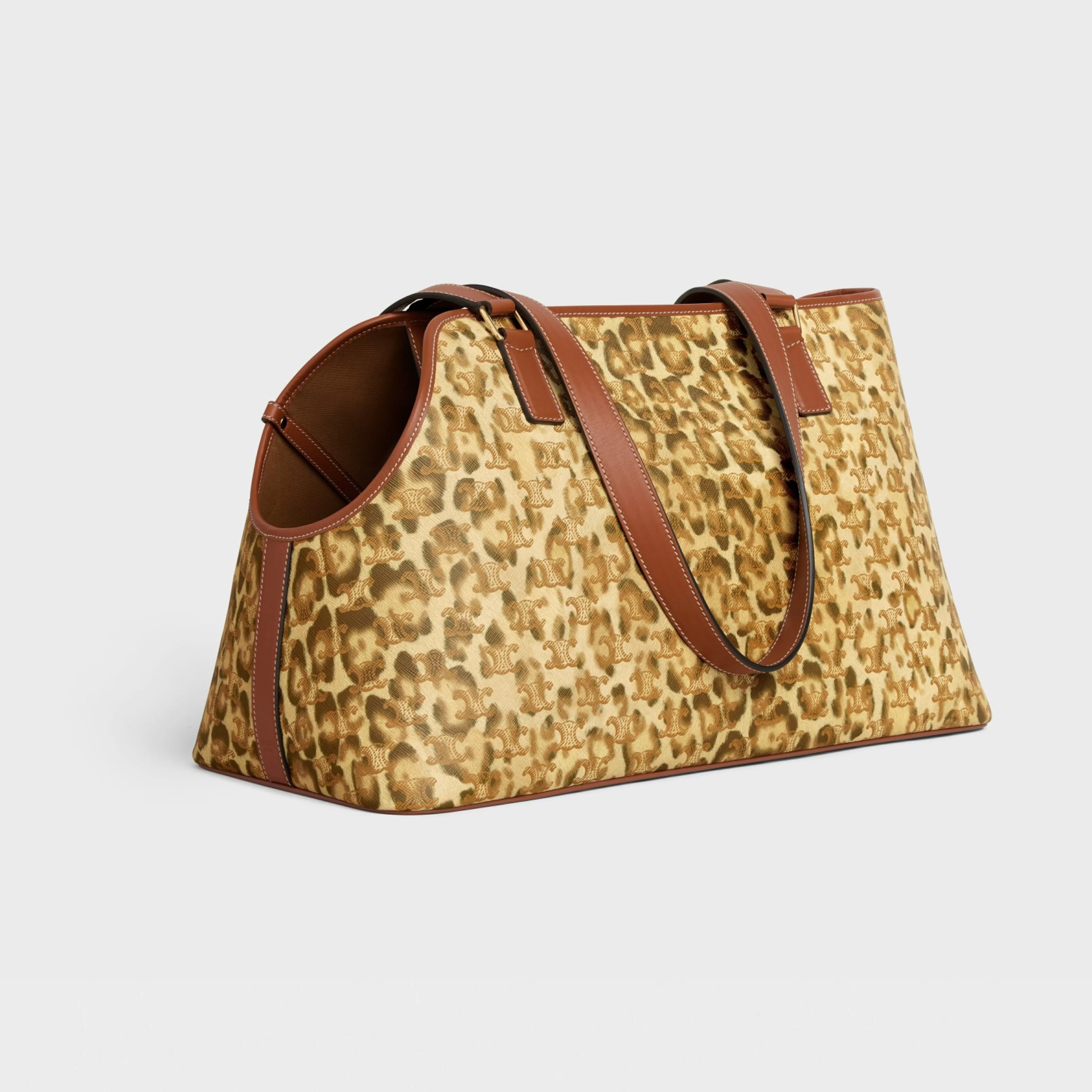 Dog cabas in Triomphe canvas with print and calfskin^CELINE Online