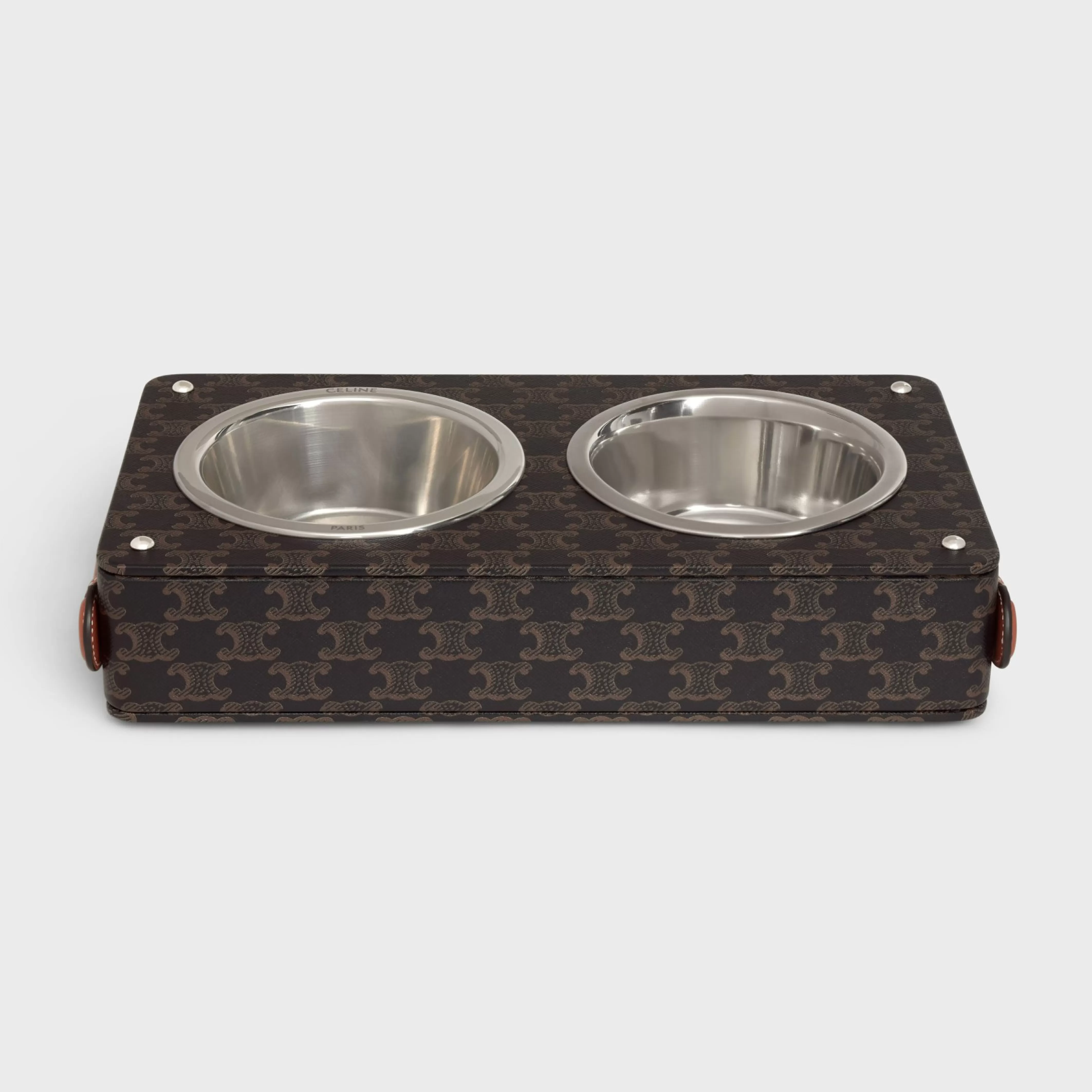 Double Dog Bowl in Nappa Lambskin with Triomphe Canvas Print and Calfskin^CELINE Best Sale