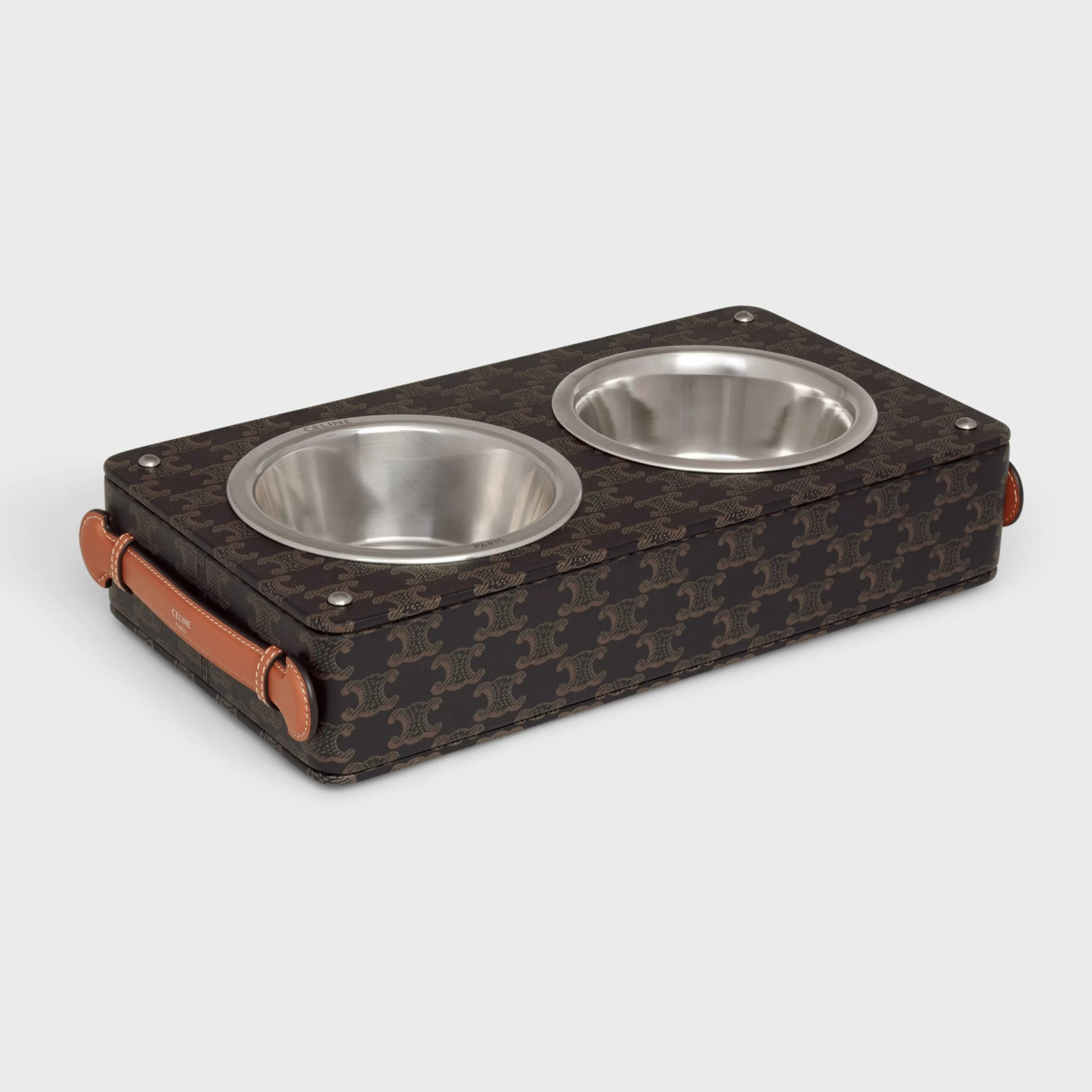 Double Dog Bowl in Nappa Lambskin with Triomphe Canvas Print and Calfskin^CELINE Best Sale