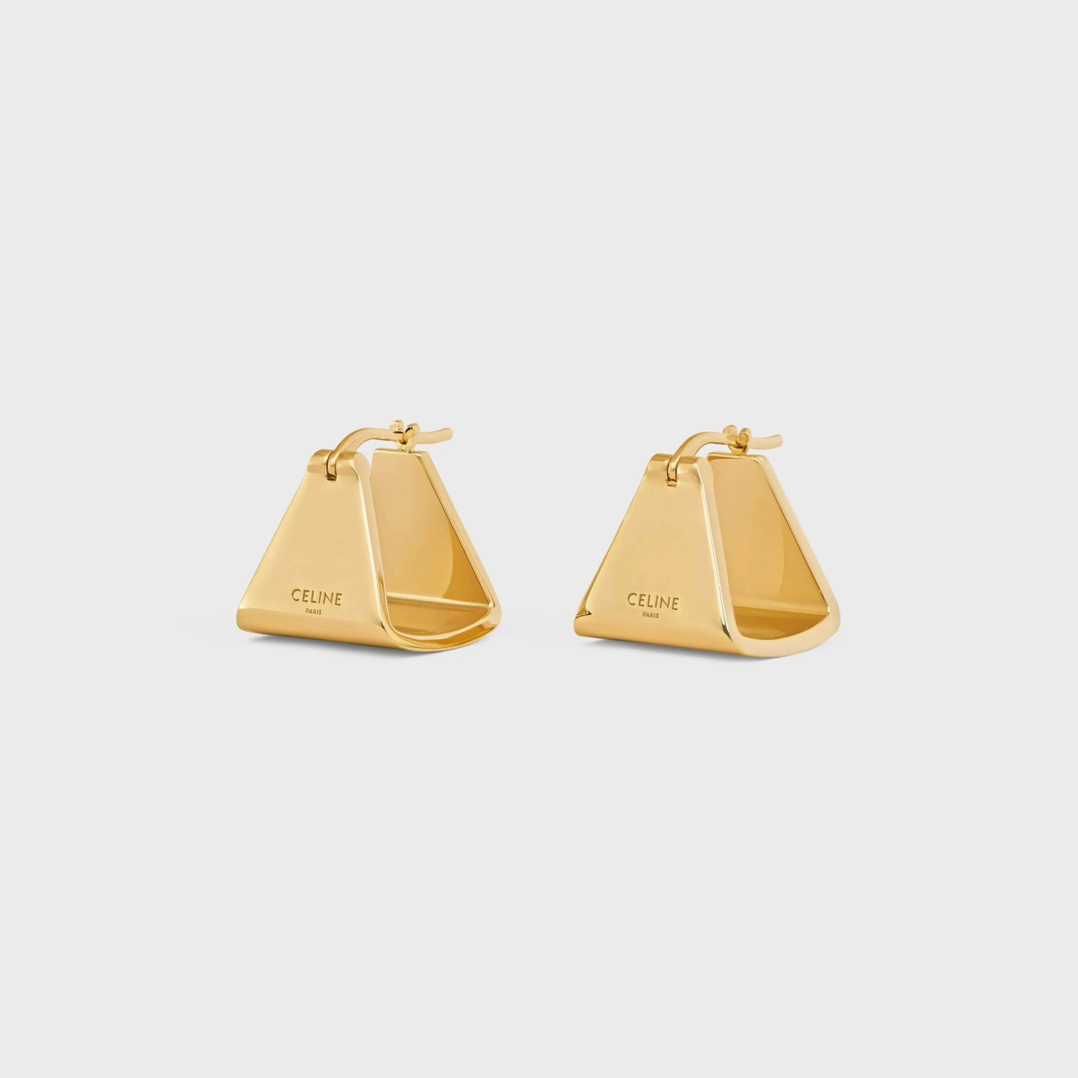 Fmes Abstraites Pyramid Hoops in Brass with Gold Finish^CELINE Best