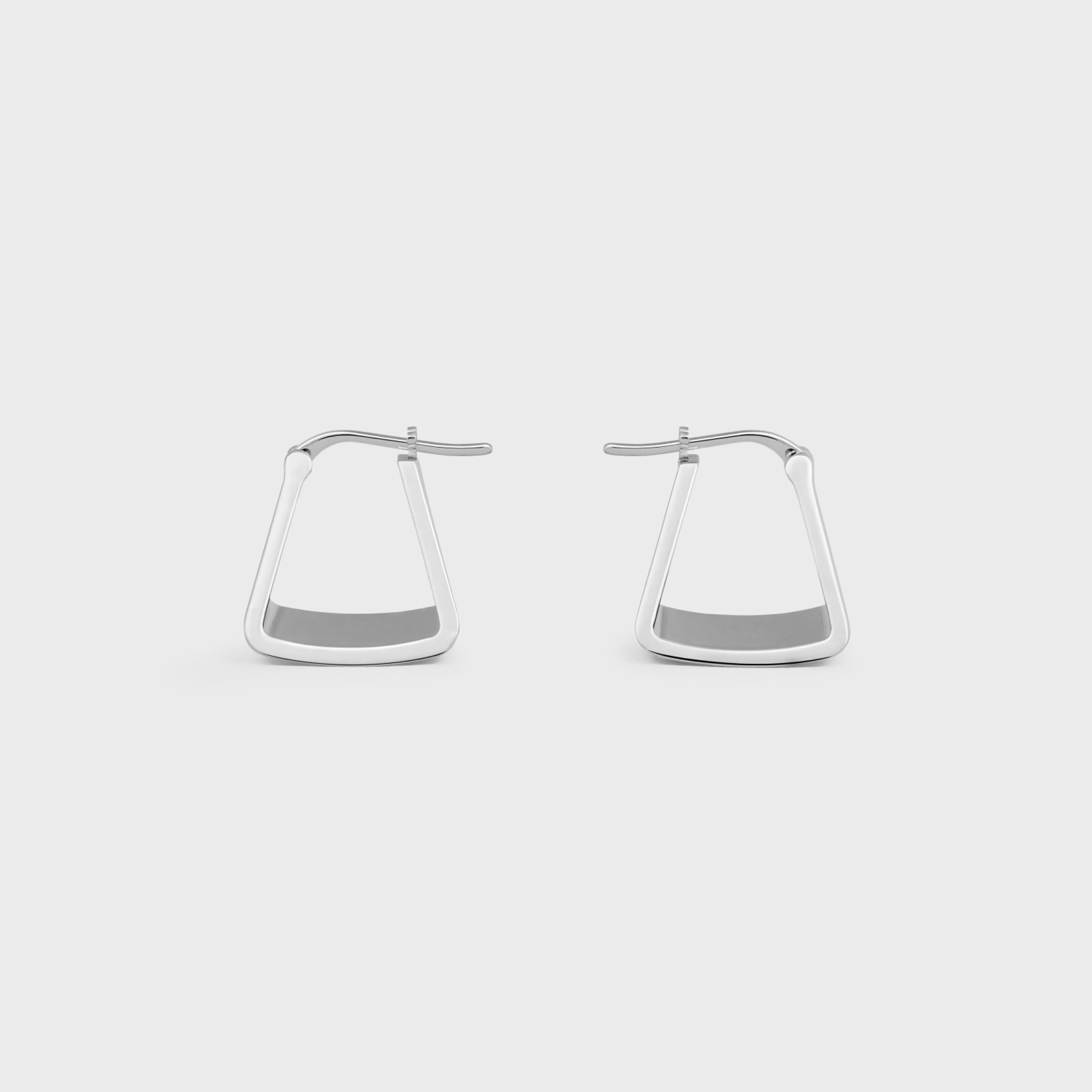 Formes Abstraites Pyramid Hoops in Brass with Rhodium Finish^CELINE Cheap