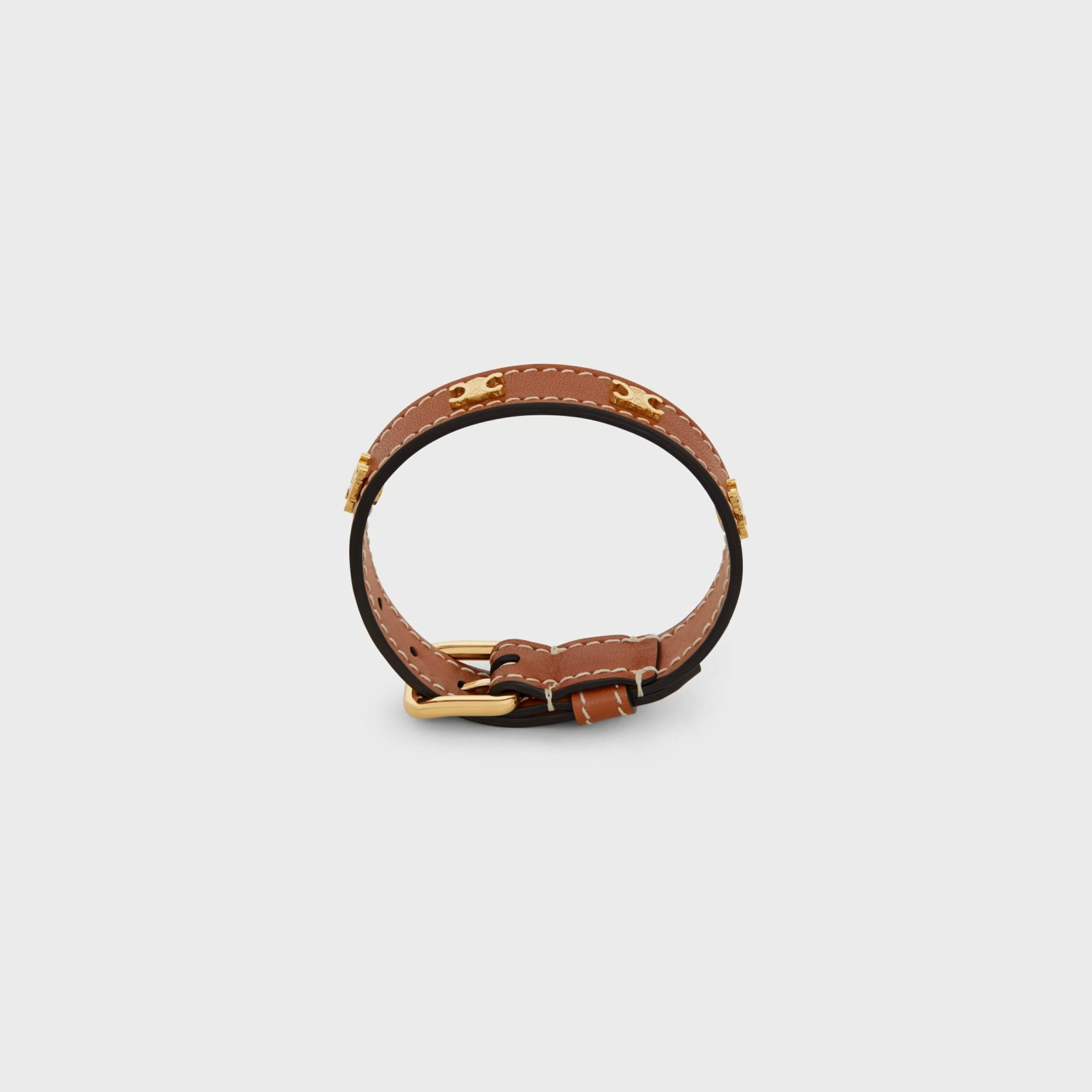 Les Cuirs Bracelet in Calfskin and Brass with Gold Finish^CELINE Flash Sale