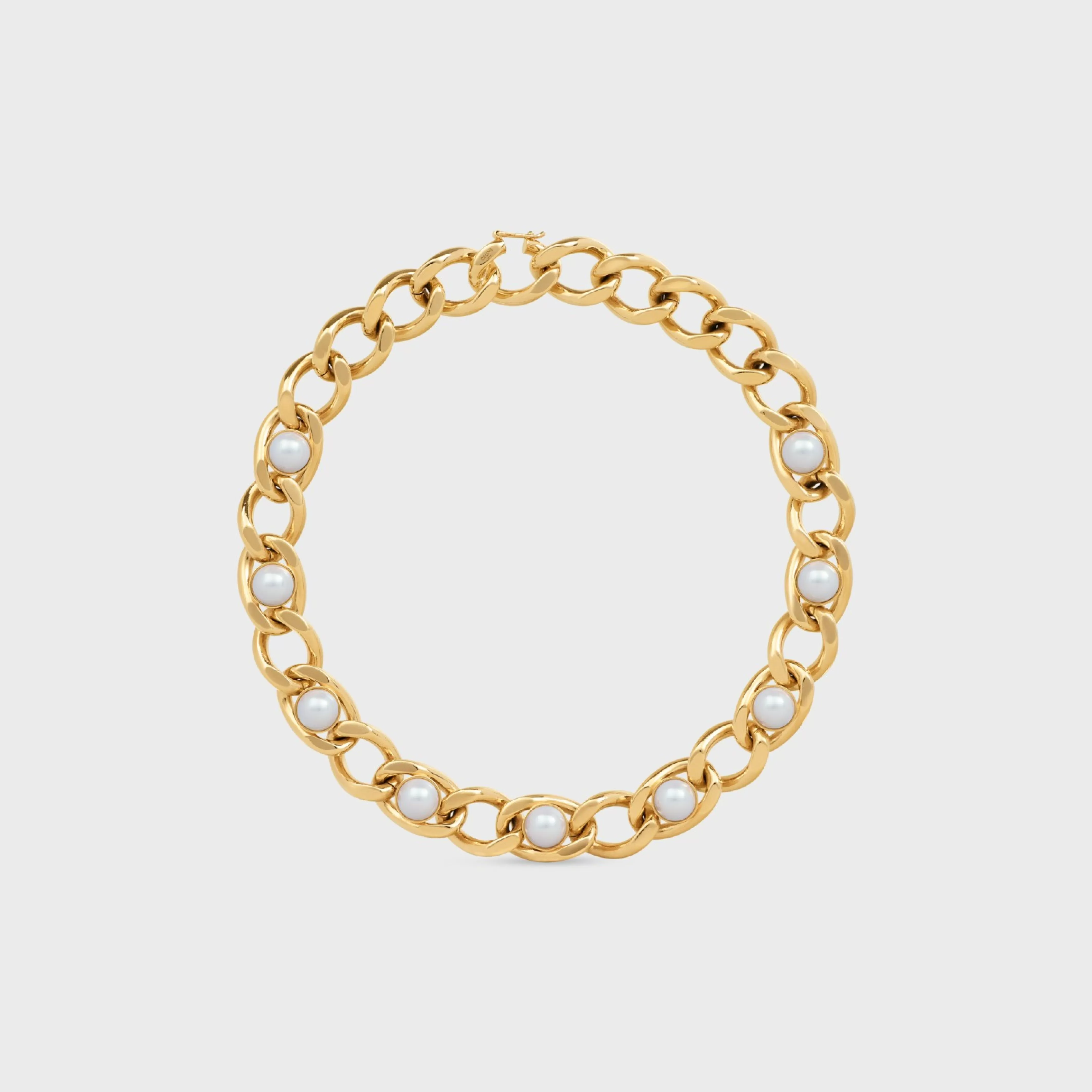 Les Perles Maillon Necklace in Brass with Gold Finish and Resin Pearls^CELINE Hot