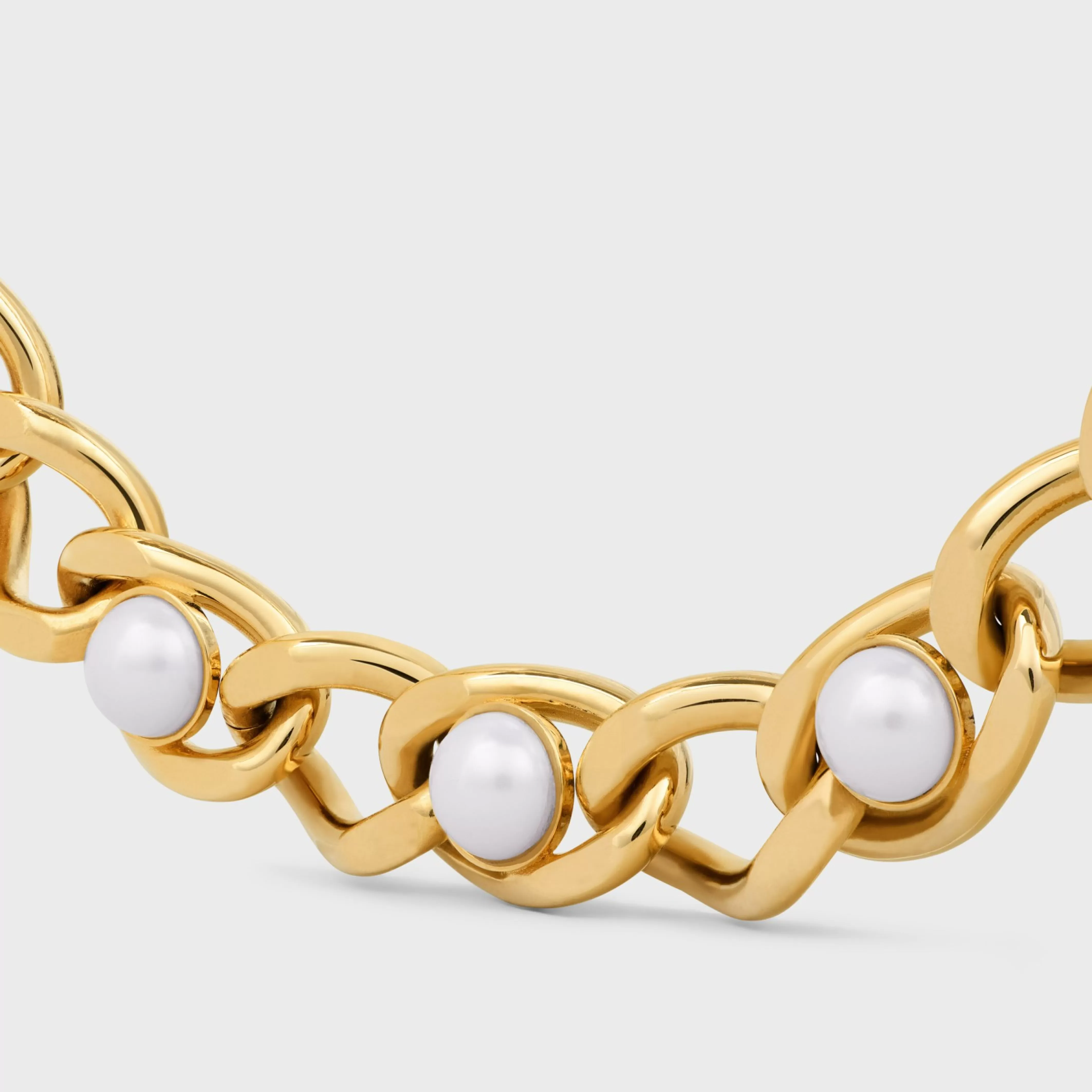 Les Perles Maillon Necklace in Brass with Gold Finish and Resin Pearls^CELINE Hot