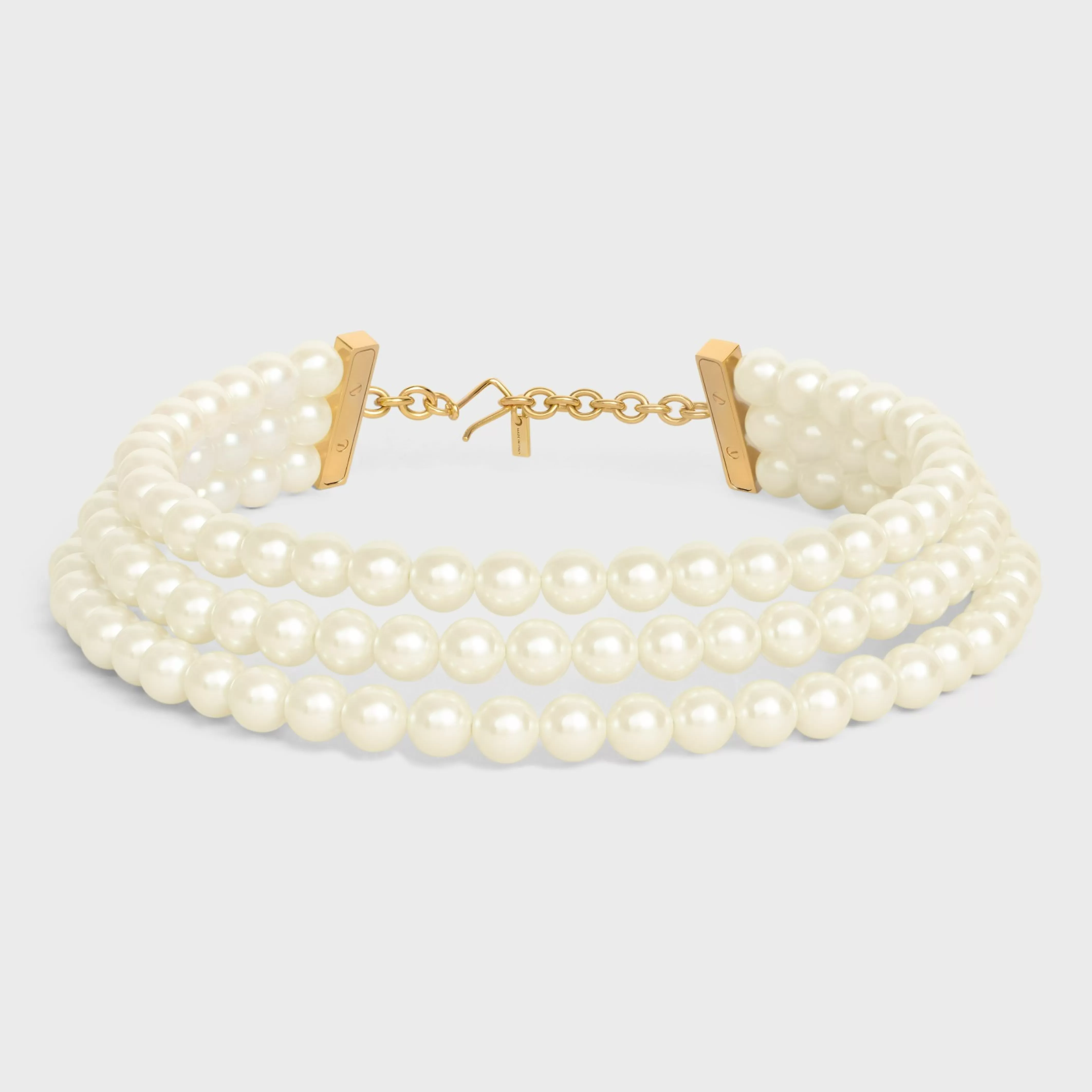 Les Perles Necklace in Resin Pearls, Brass with Gold Finish and Steel^CELINE Store