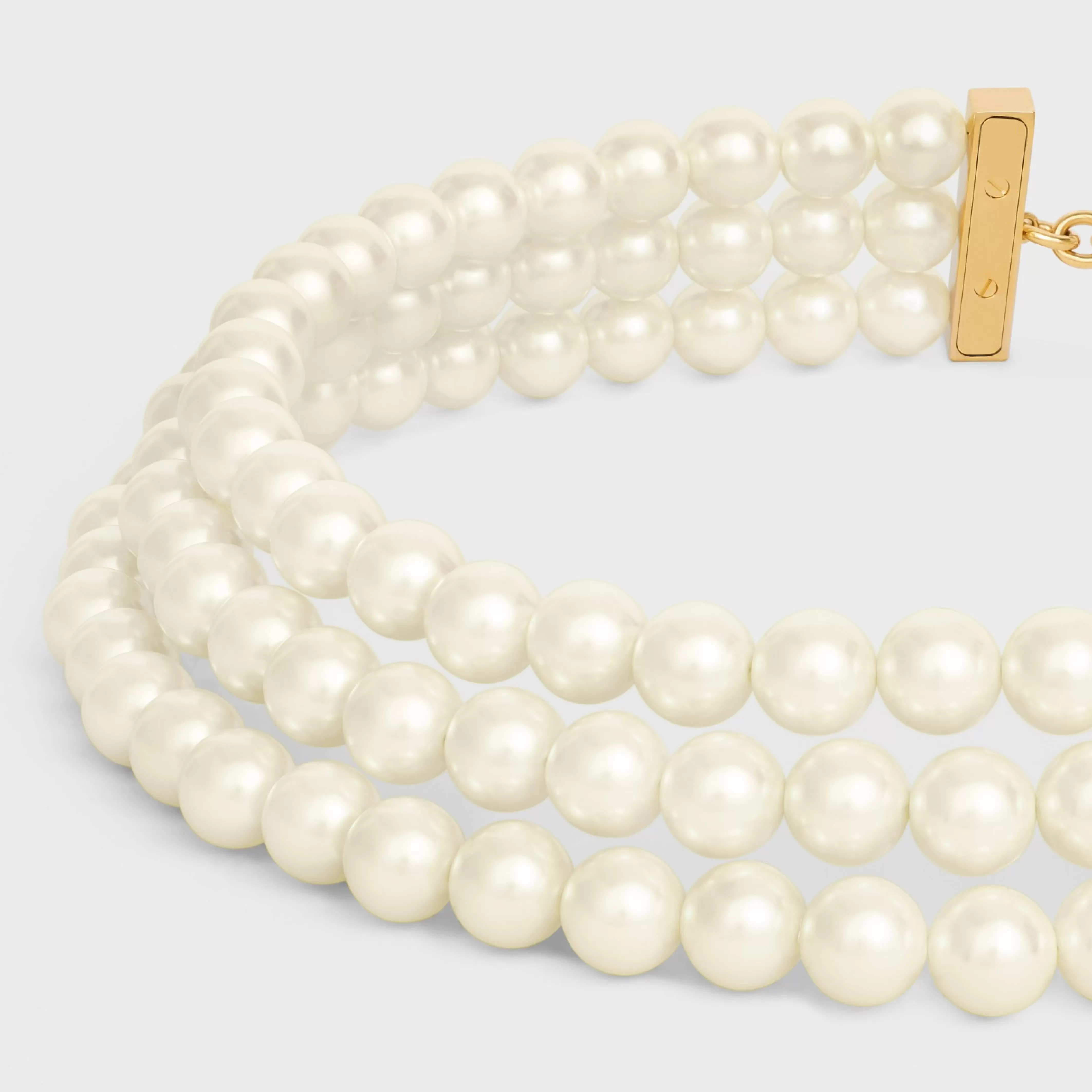 Les Perles Necklace in Resin Pearls, Brass with Gold Finish and Steel^CELINE Store