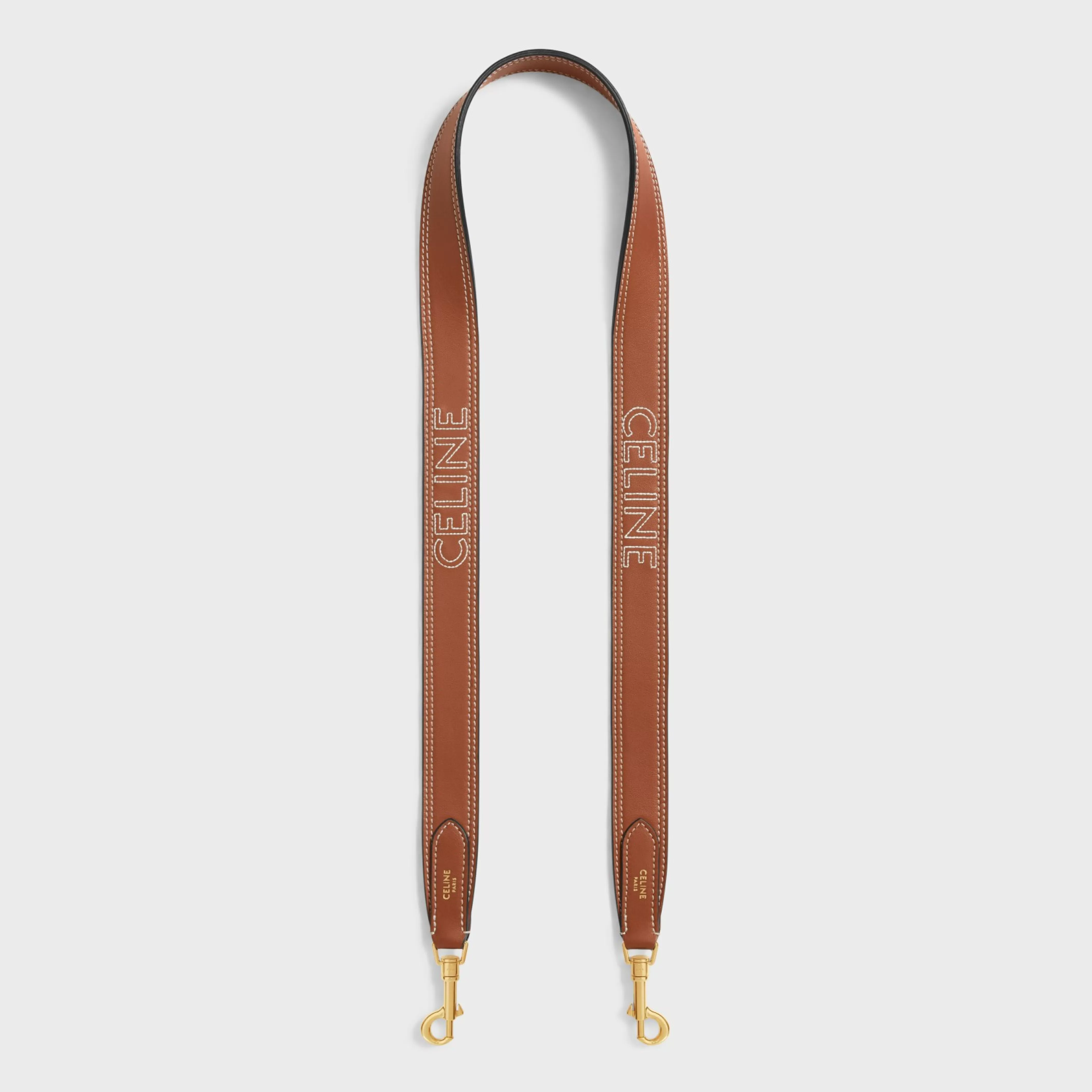 Long Strap in smooth CALFSKIN WITH EMBROIDERY with Gold Finishing^CELINE New