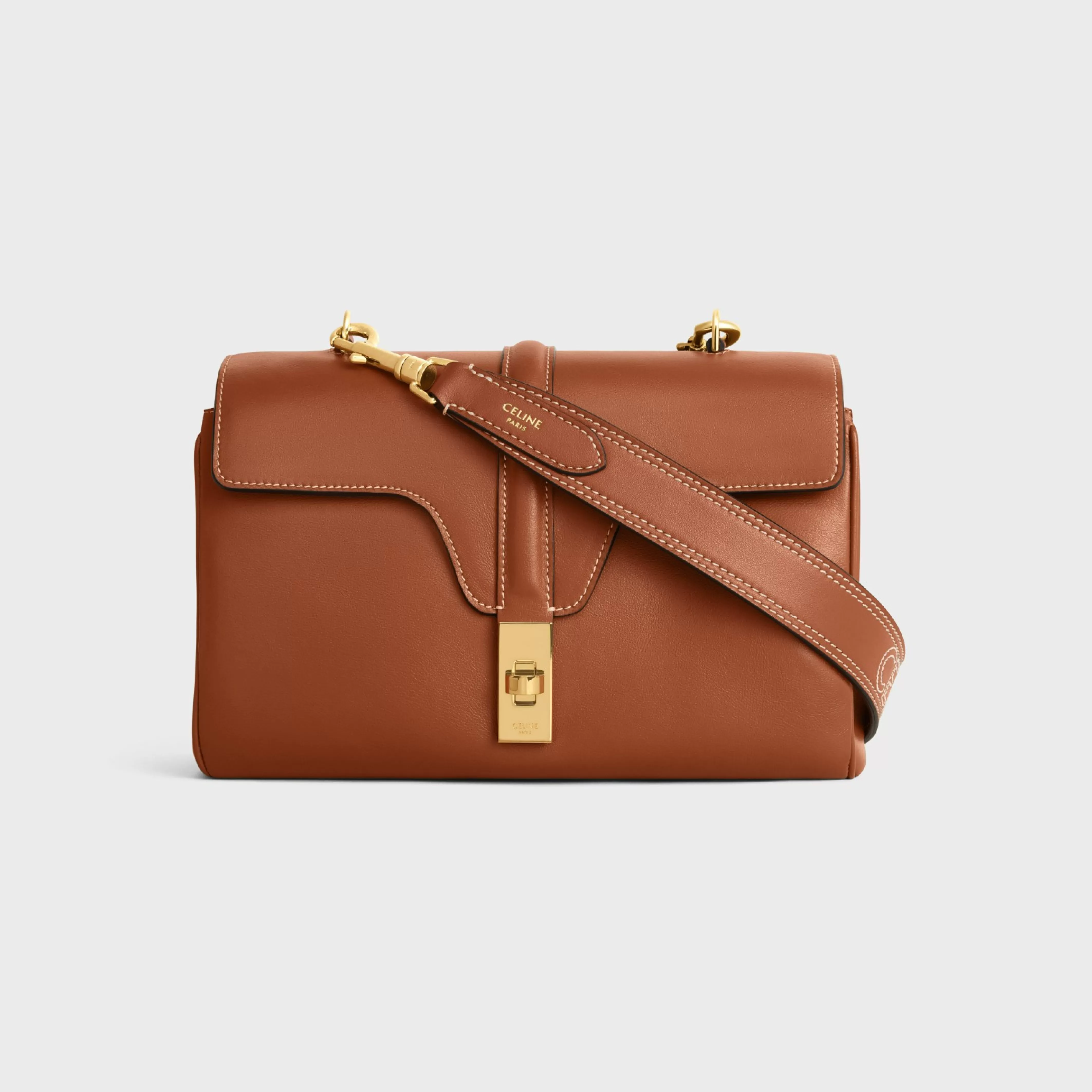 Long Strap in smooth CALFSKIN WITH EMBROIDERY with Gold Finishing^CELINE New