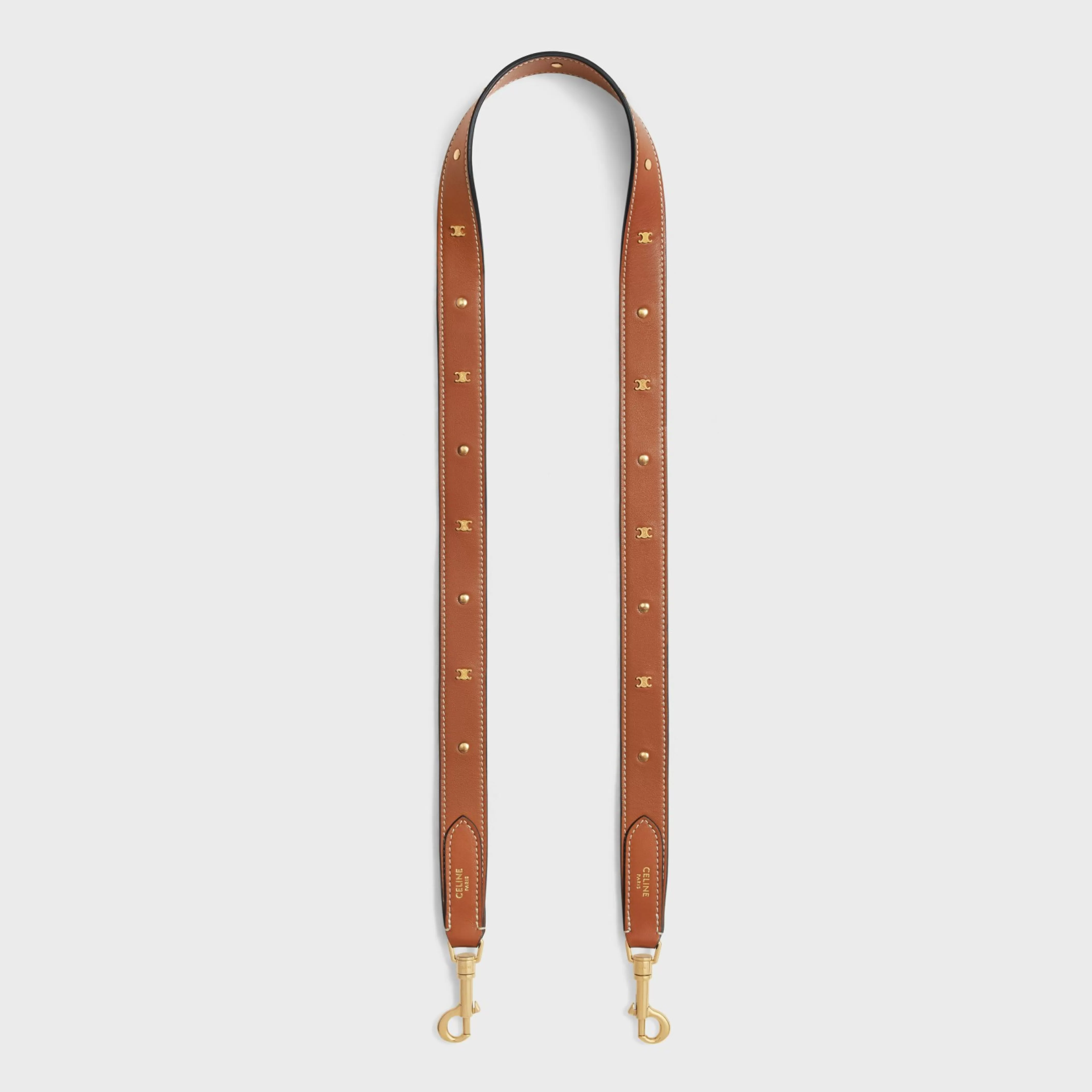LONG STRAP in smooth CALFSKIN WITH TRIOMPHE STUDS with Gold Finishing^CELINE Discount