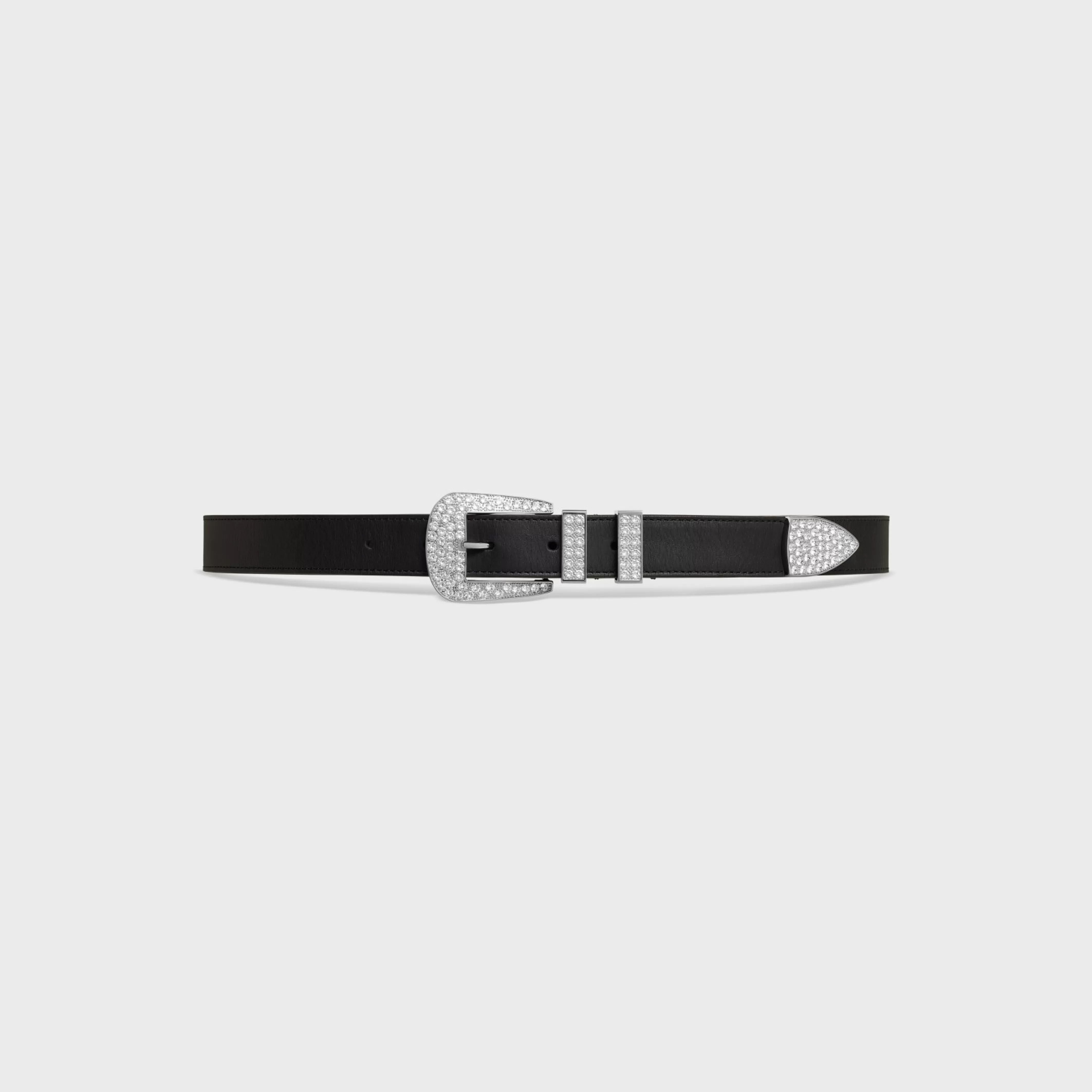MEDIUM MARCO BELT WITH STRASS in VINTAGE CALFSKIN^CELINE Fashion