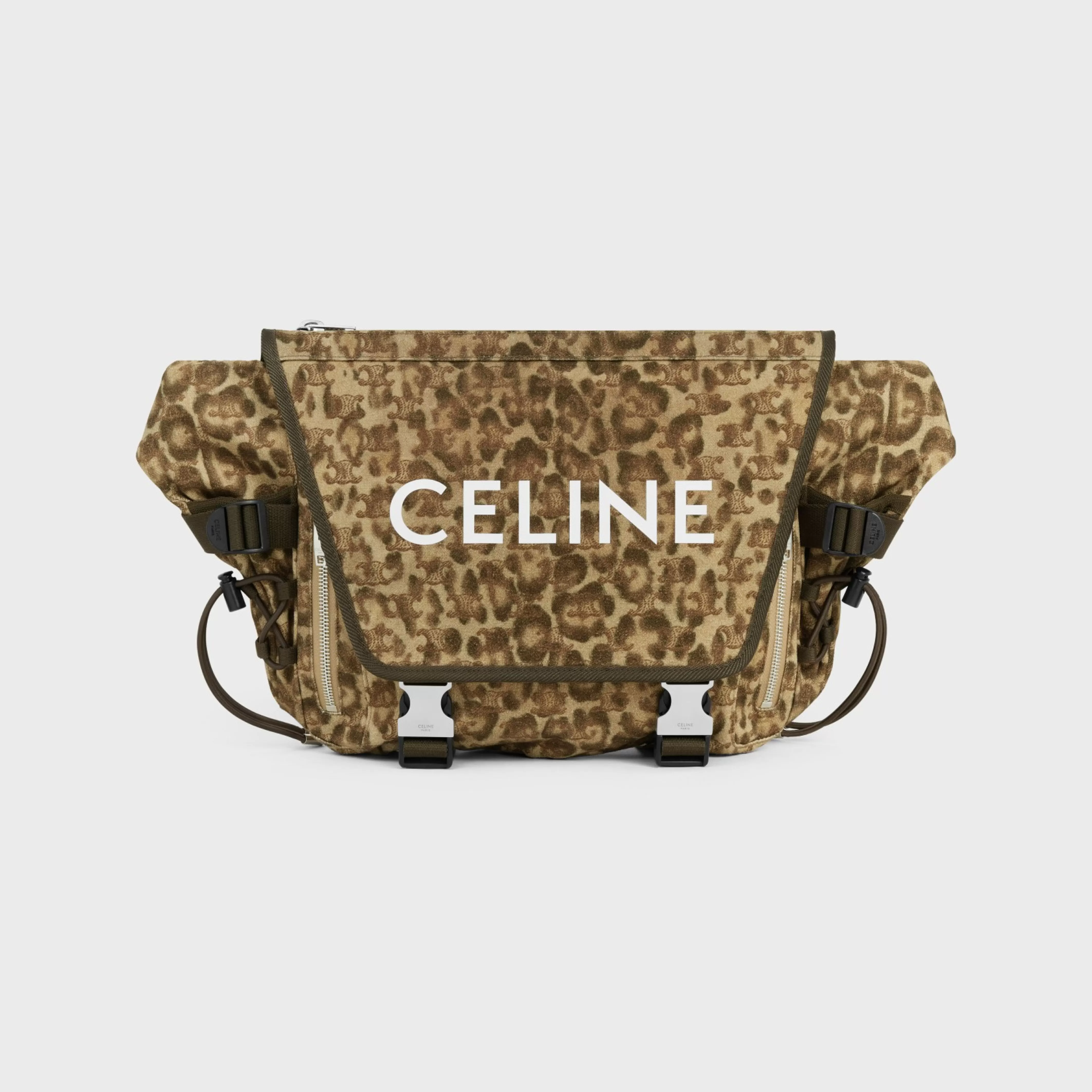 MEDIUM MESSENGER TREKKING in Textile with triomphe leopard print and print^CELINE Discount