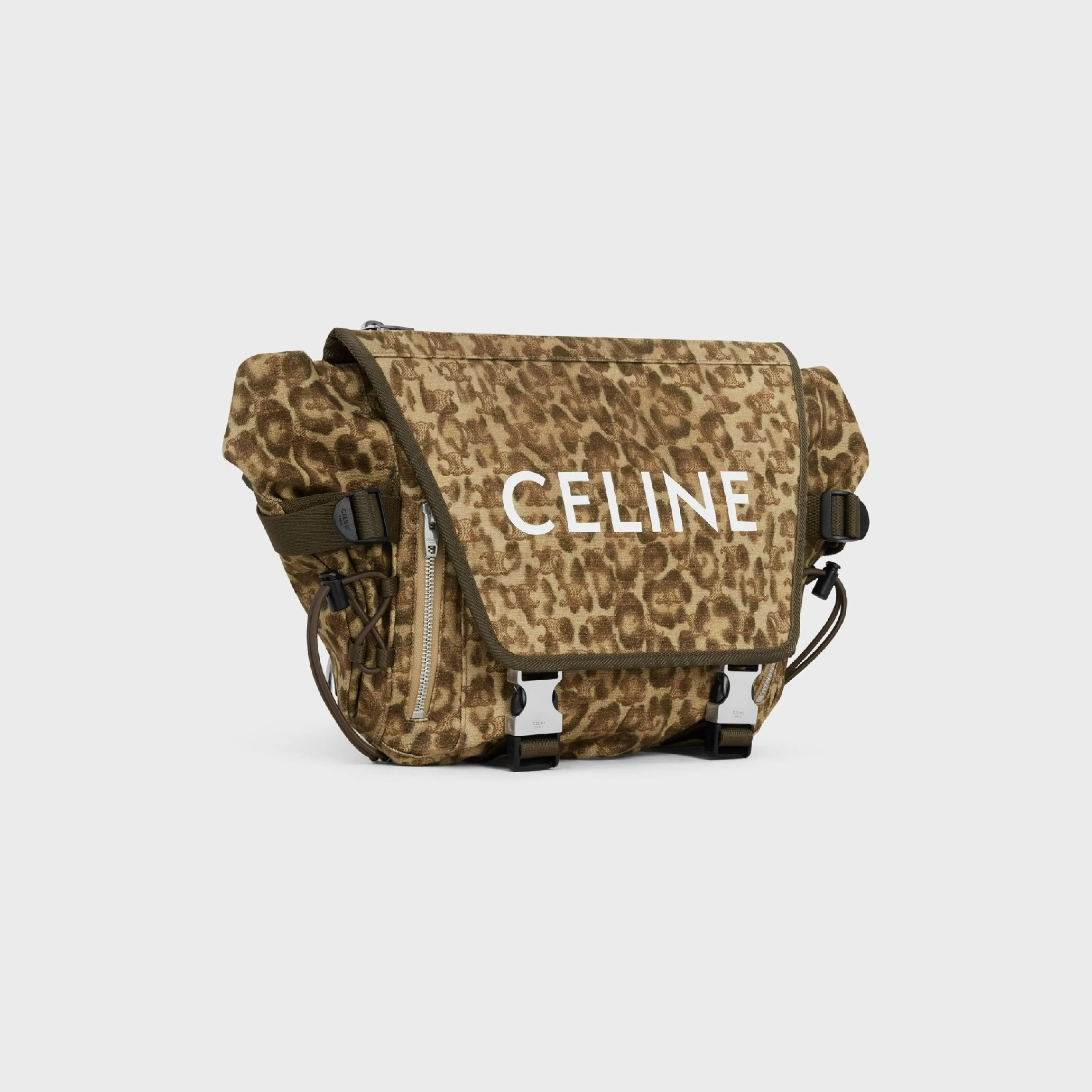 MEDIUM MESSENGER TREKKING in Textile with triomphe leopard print and print^CELINE Discount