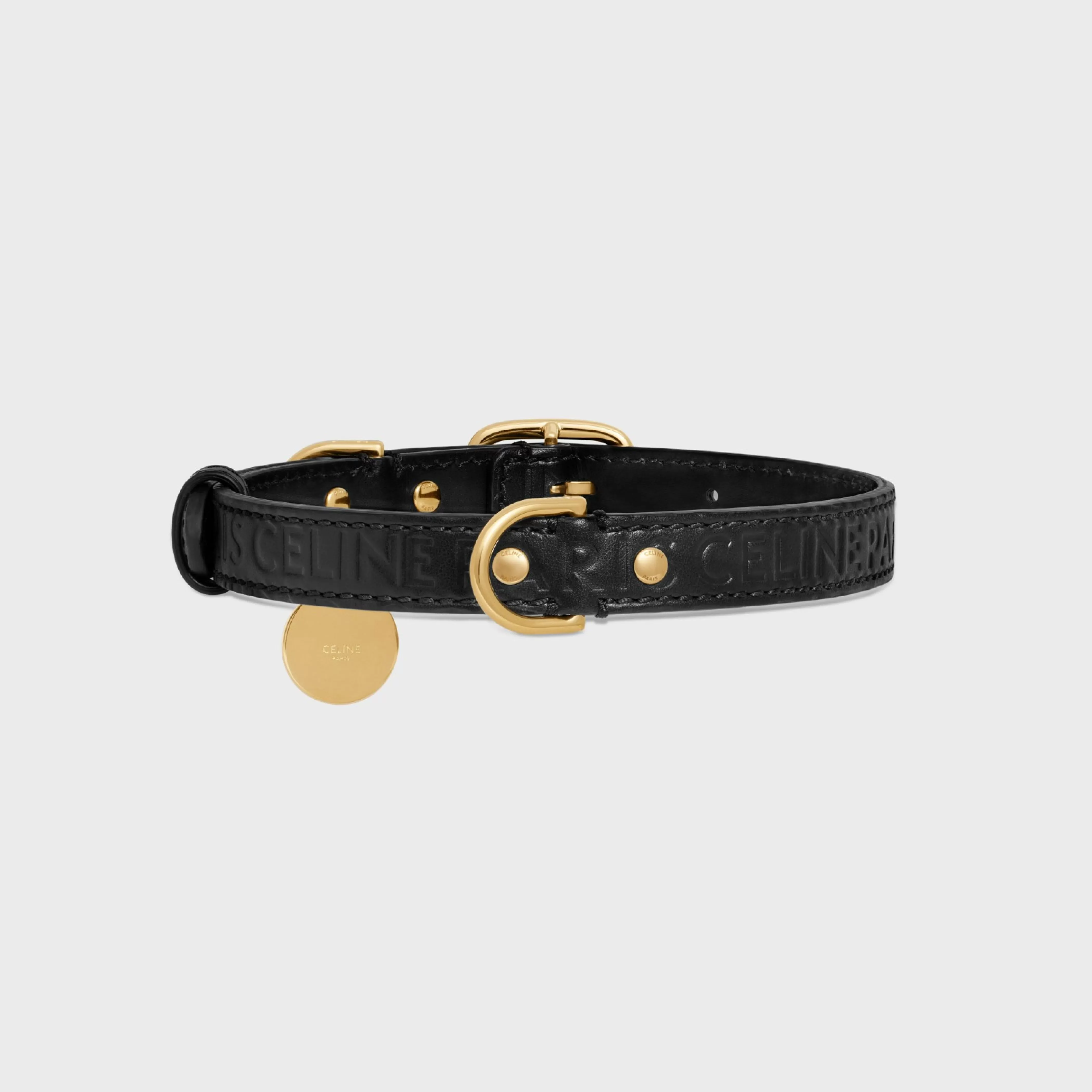 Medium thin dog collar in smooth calfskin with embossed^CELINE Best Sale