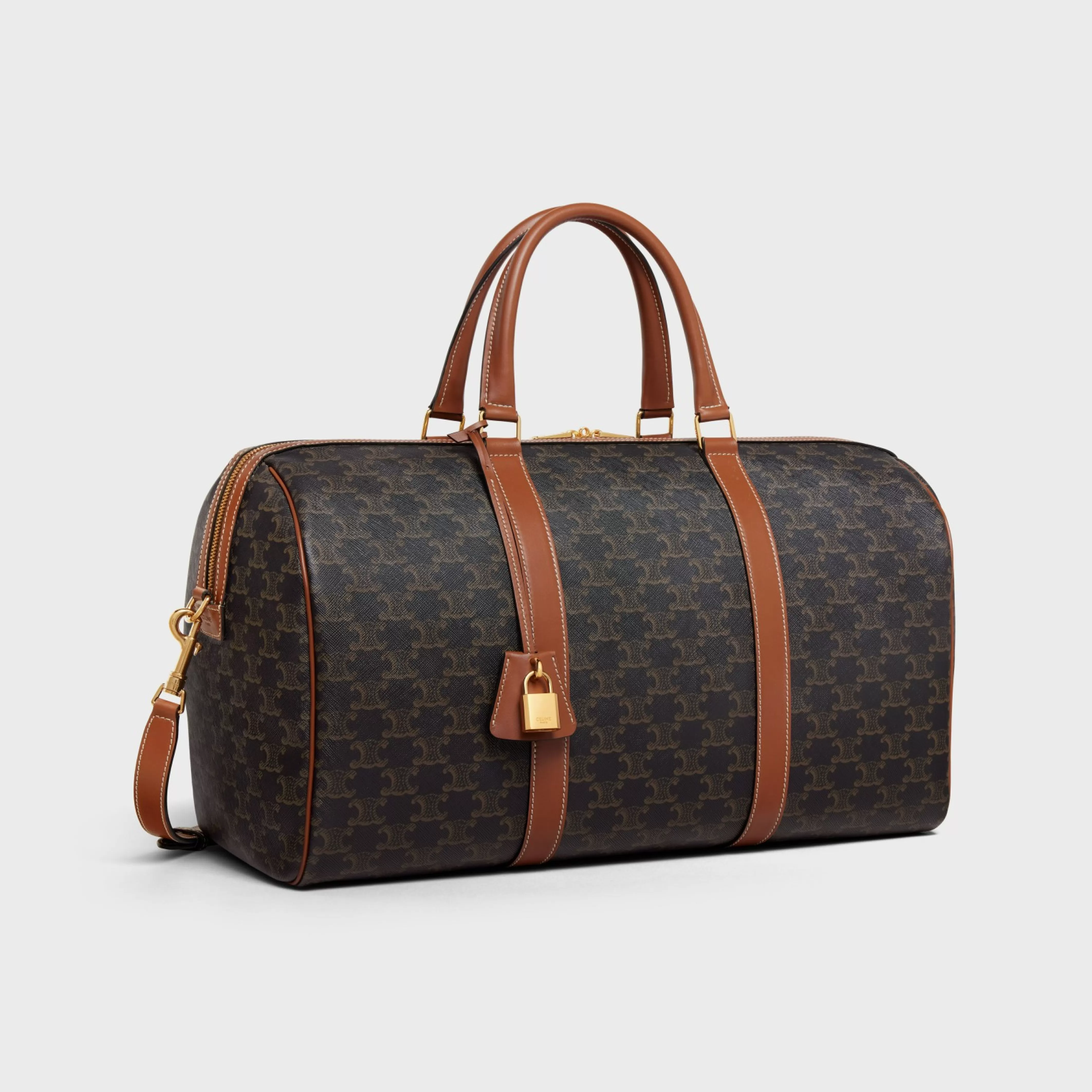Medium Travel Bag in Triomphe Canvas and calfskin^CELINE Store