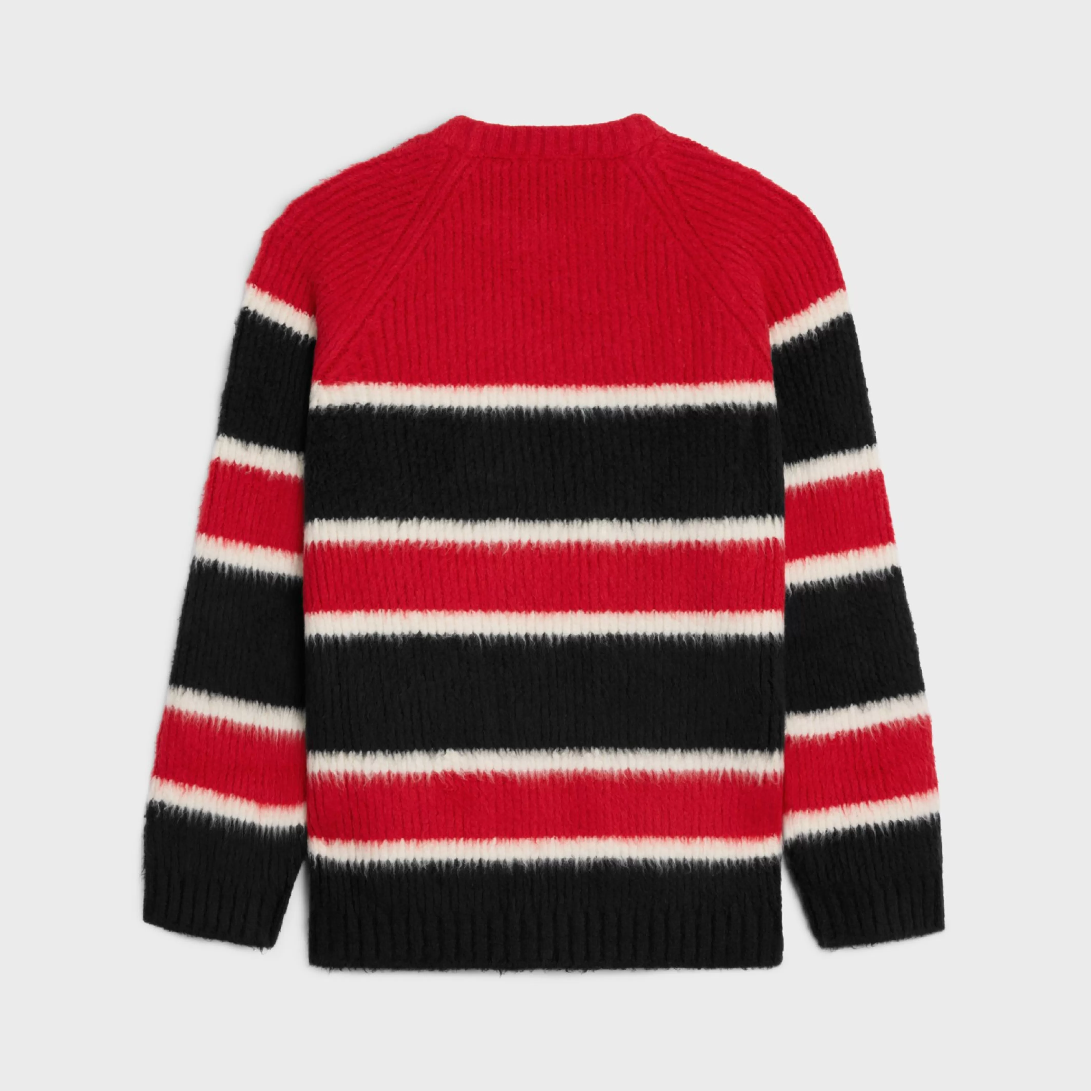 oversized crew neck sweater in brushed striped cotton^CELINE Sale