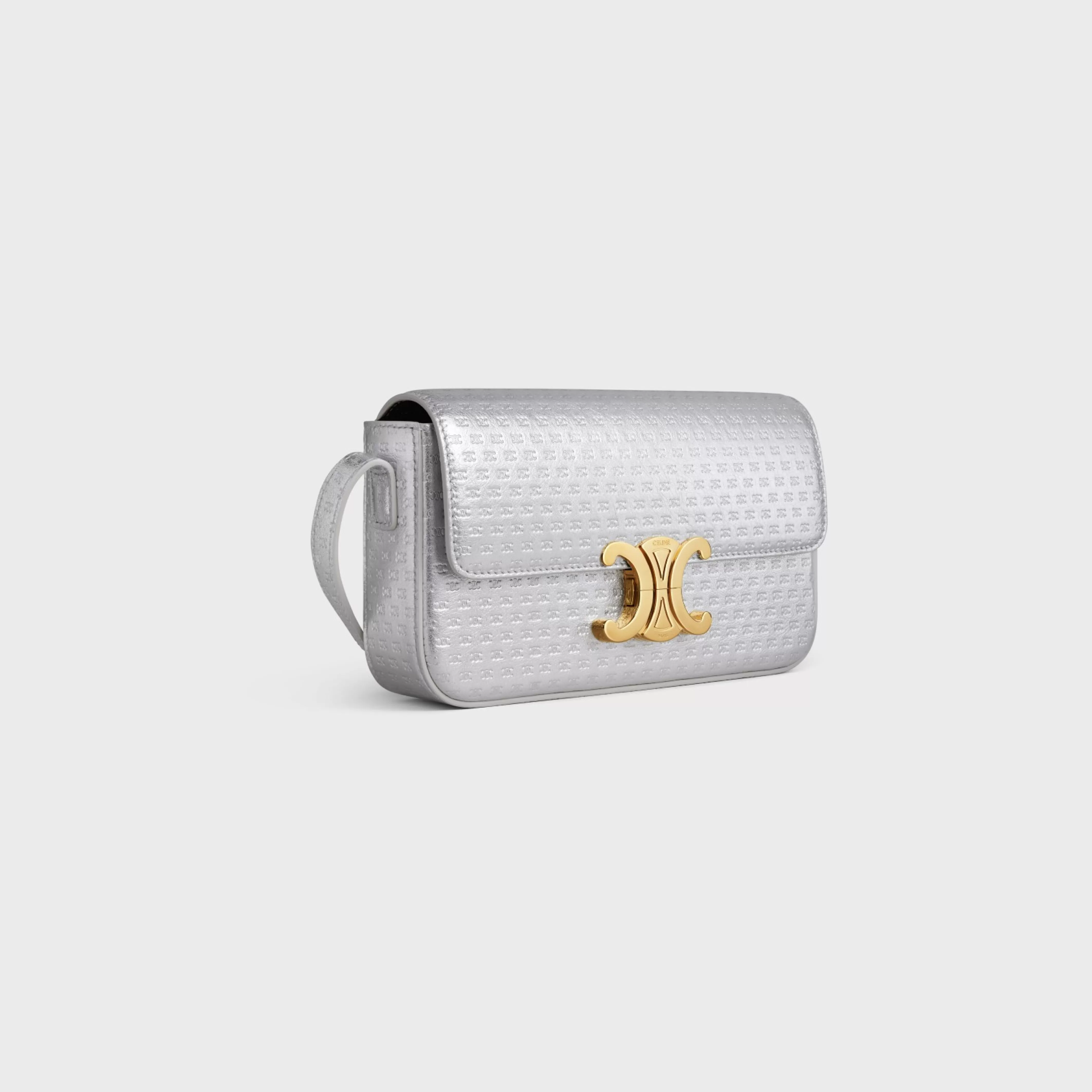 SHOULDER BAG CLAUDE in LAMINATED CALFSKIN WITH TRIOMPHE ALL-OVER^CELINE Discount