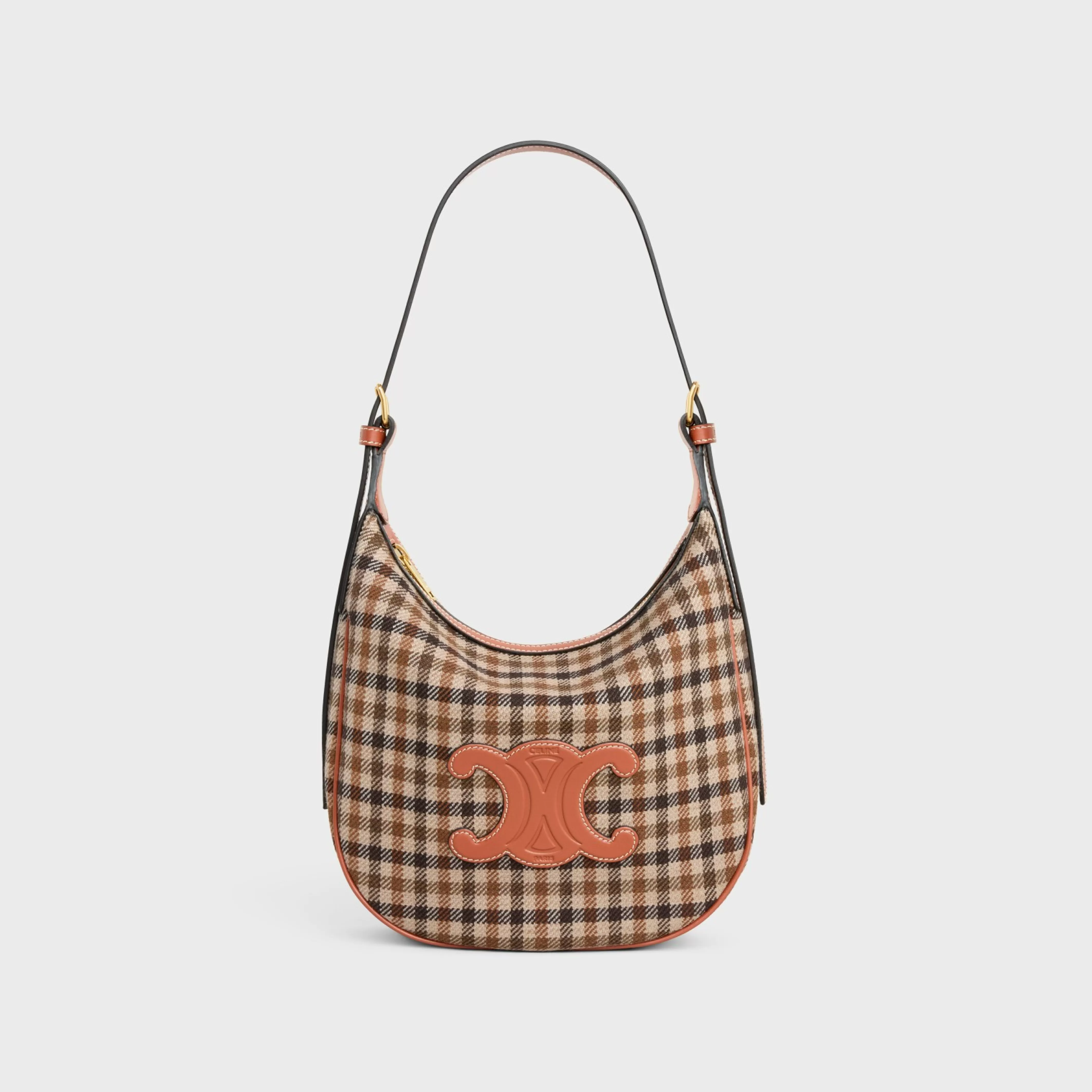 SMALL HELOÏSE BAG CUIR TRIOMPHE in TARTAN TEXTILE AND CALFSKIN^CELINE New