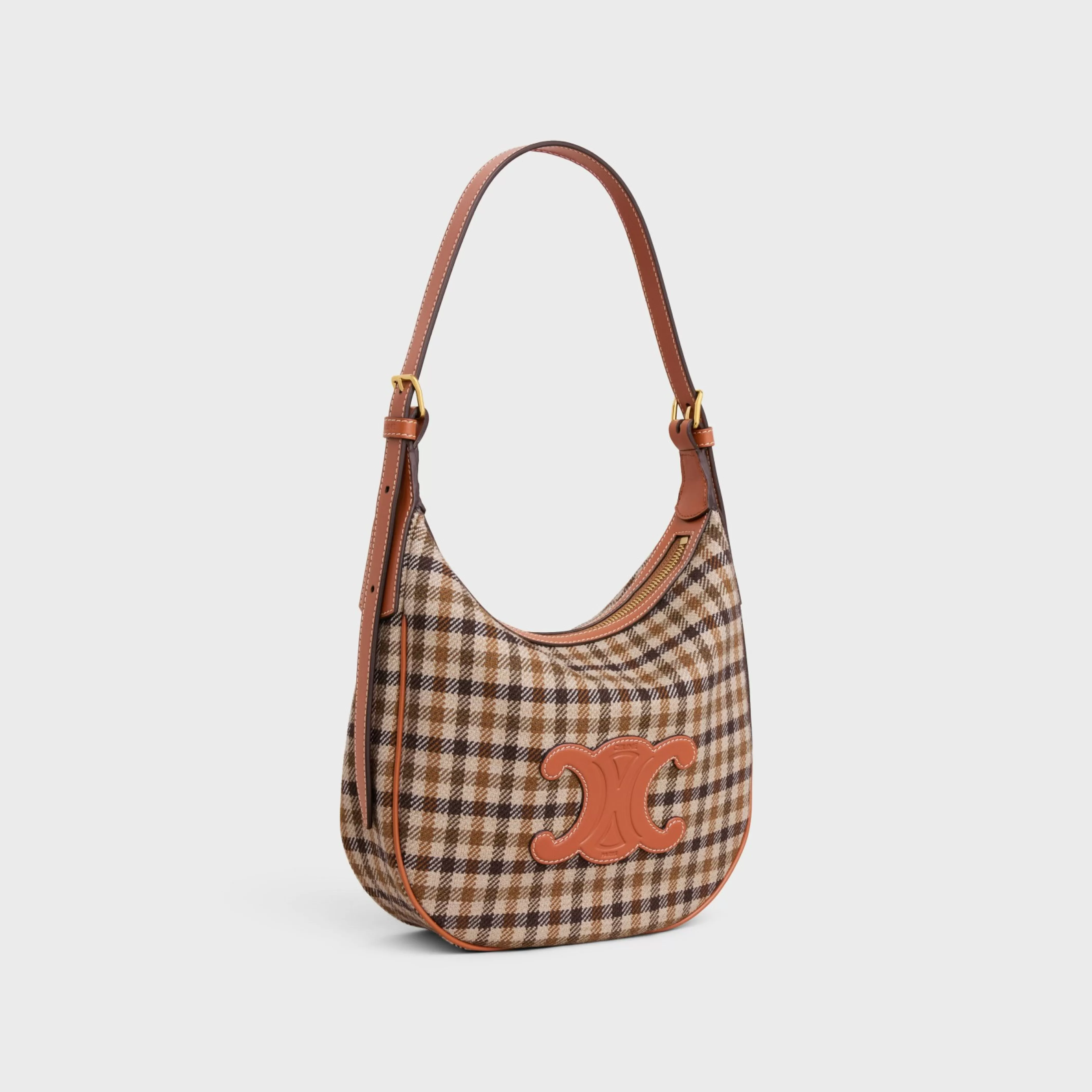 SMALL HELOÏSE BAG CUIR TRIOMPHE in TARTAN TEXTILE AND CALFSKIN^CELINE New