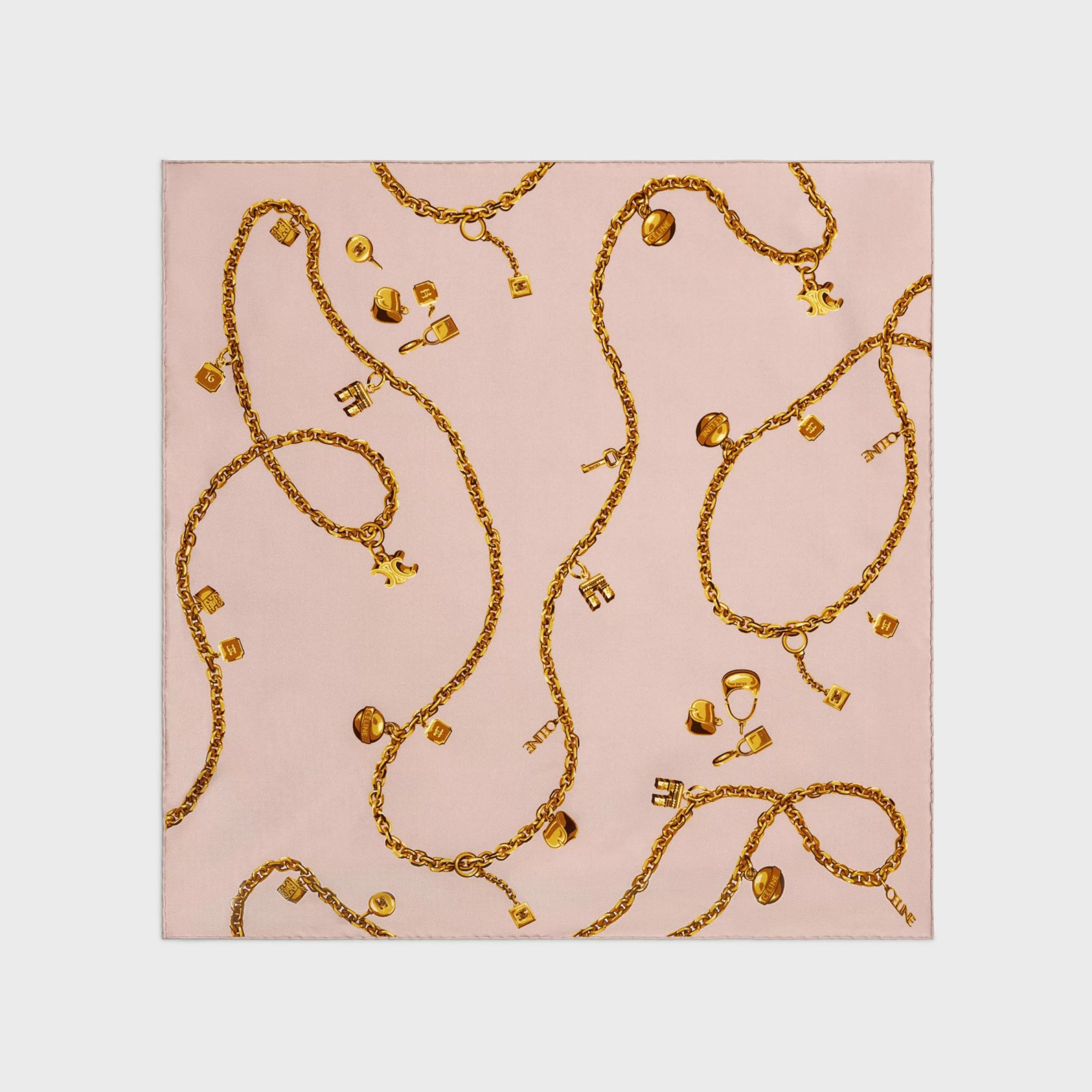 SQUARE IN CHAIN TASSELS SILK TWILL^CELINE Shop