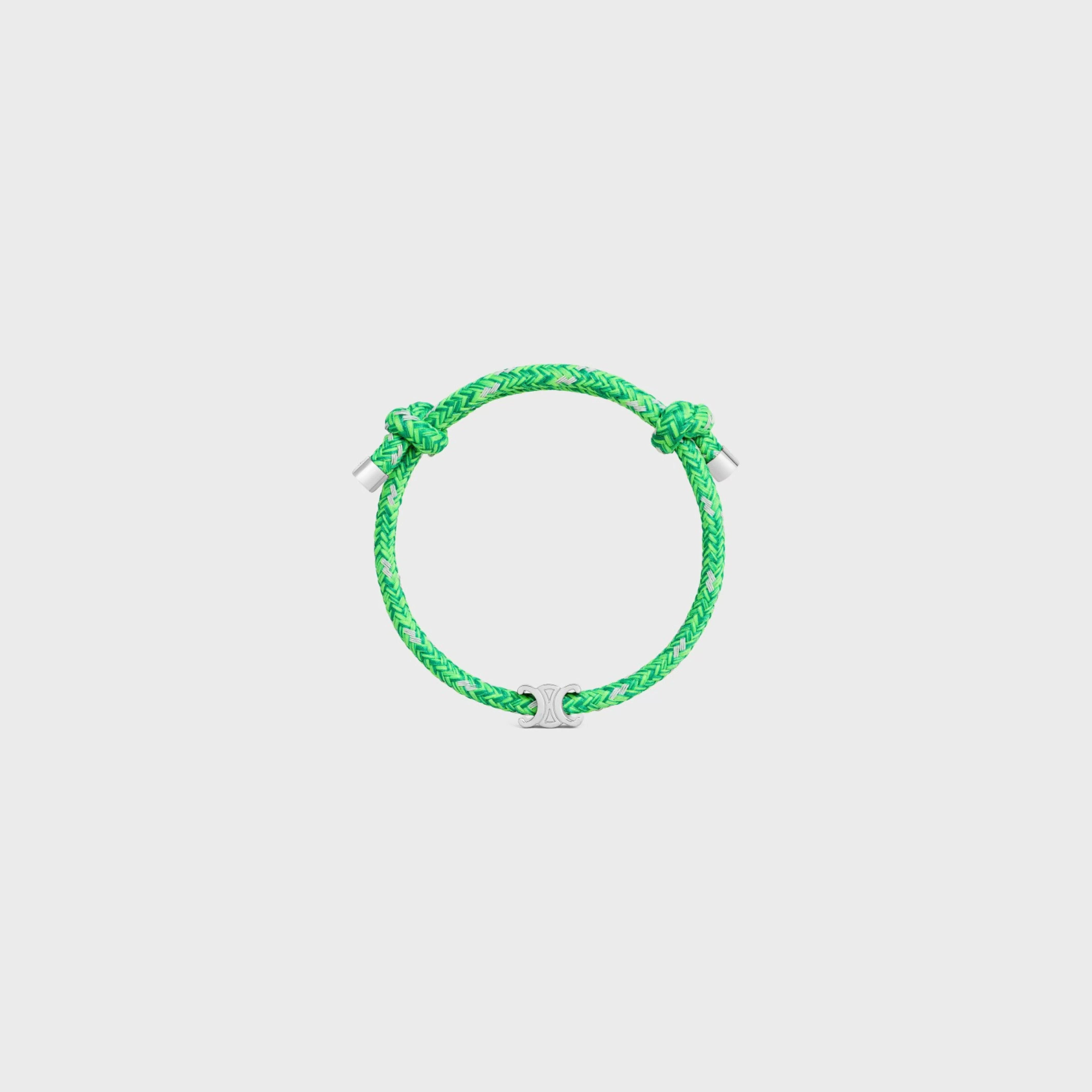 Triomphe Beach Bracelet in Polyester and Brass with Rhodium Finish^CELINE Fashion