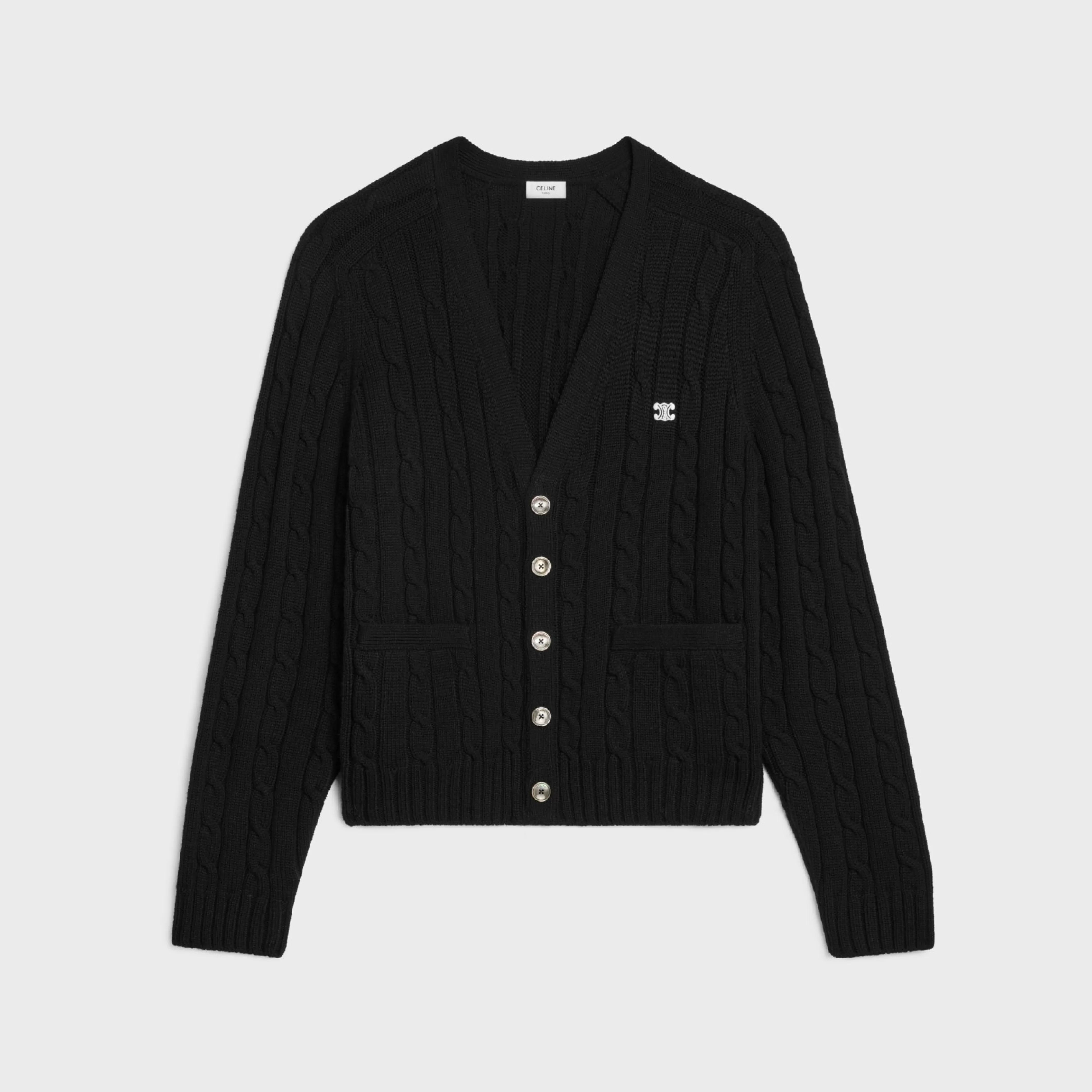 triomphe cardigan in cable-knit cashmere^CELINE Fashion