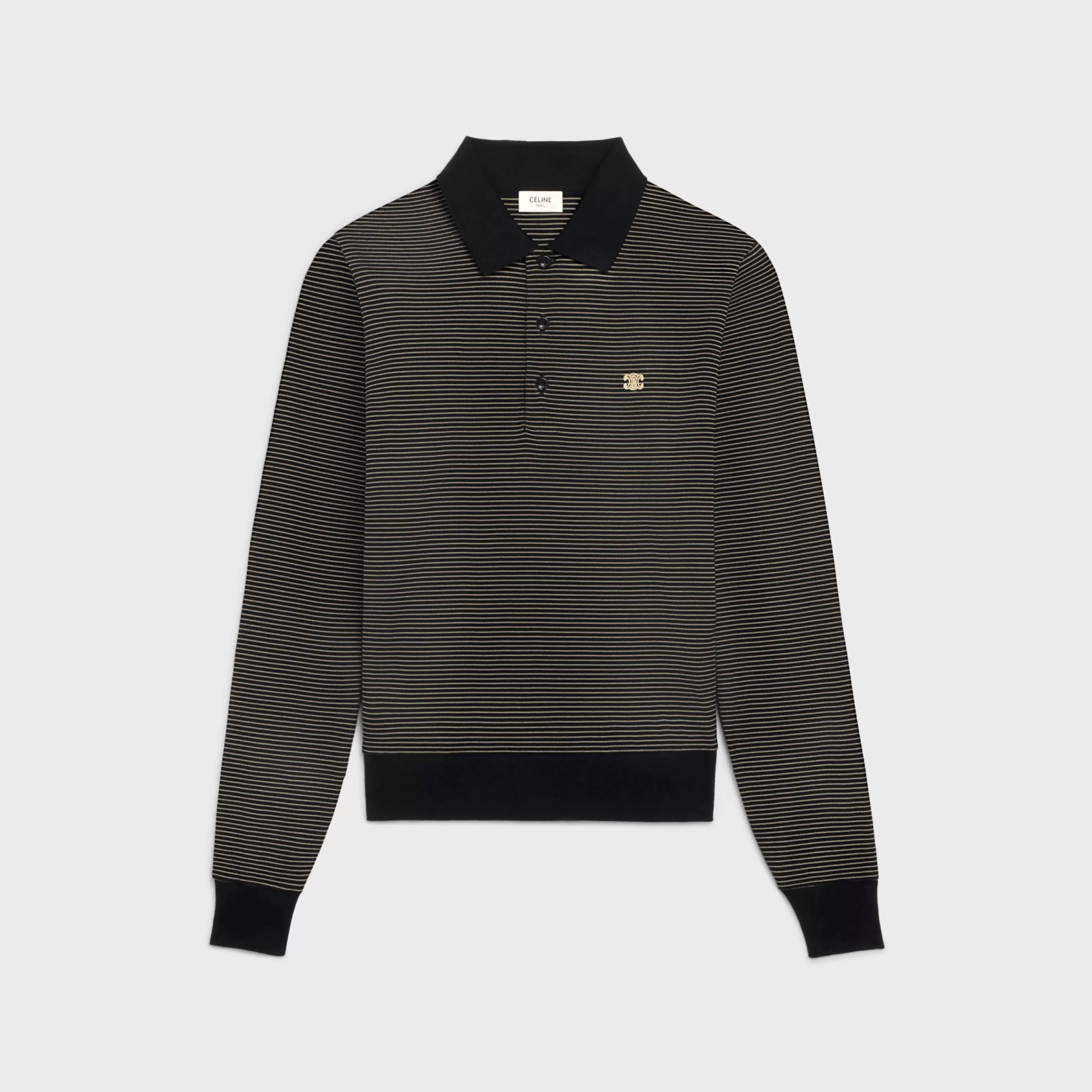 triomphe polo shirt in finely striped cotton jersey^CELINE Discount