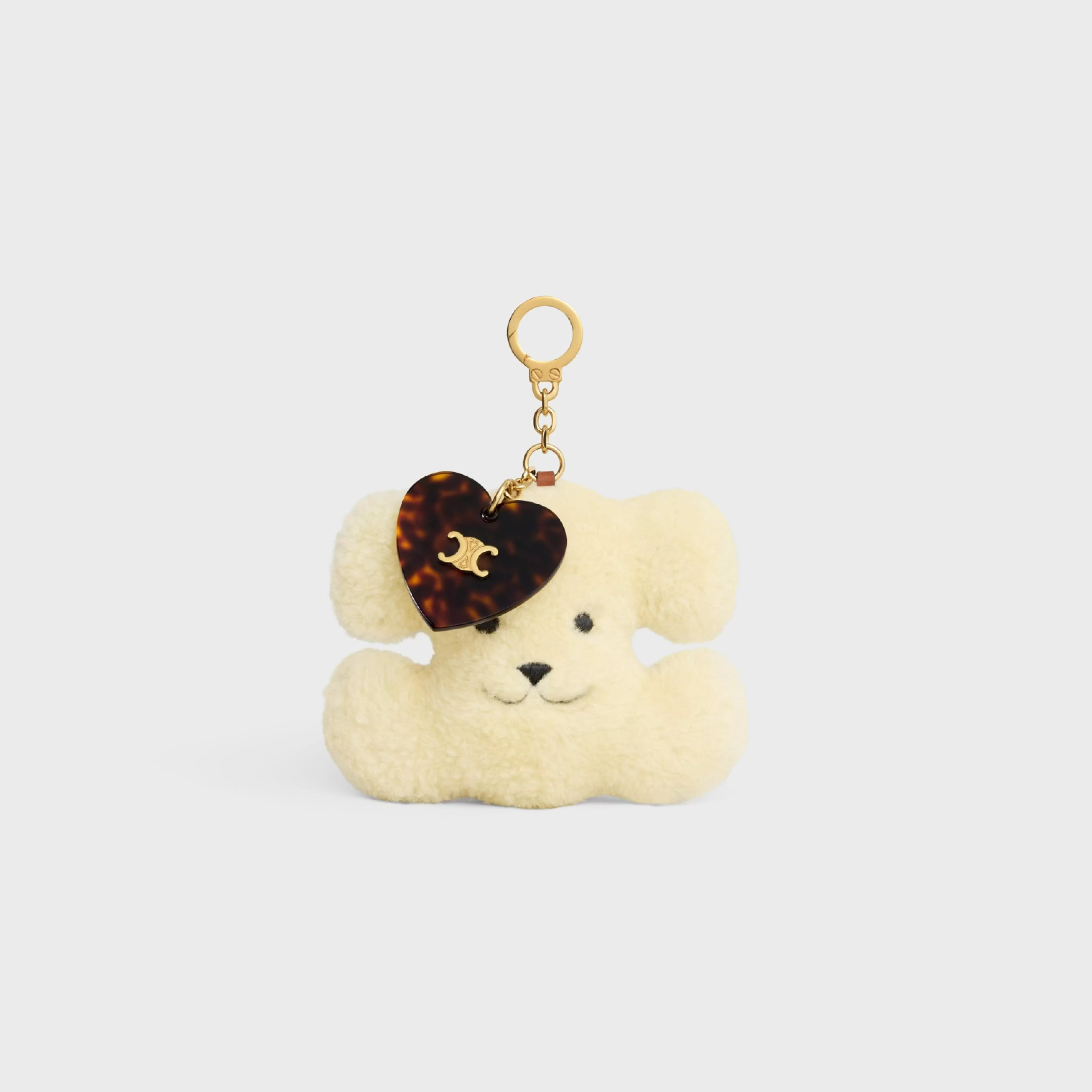 TRIOMPHE pom-pom keyring with heart in SHEARLING AND ACETATE with GOLD FINISHING^CELINE Cheap