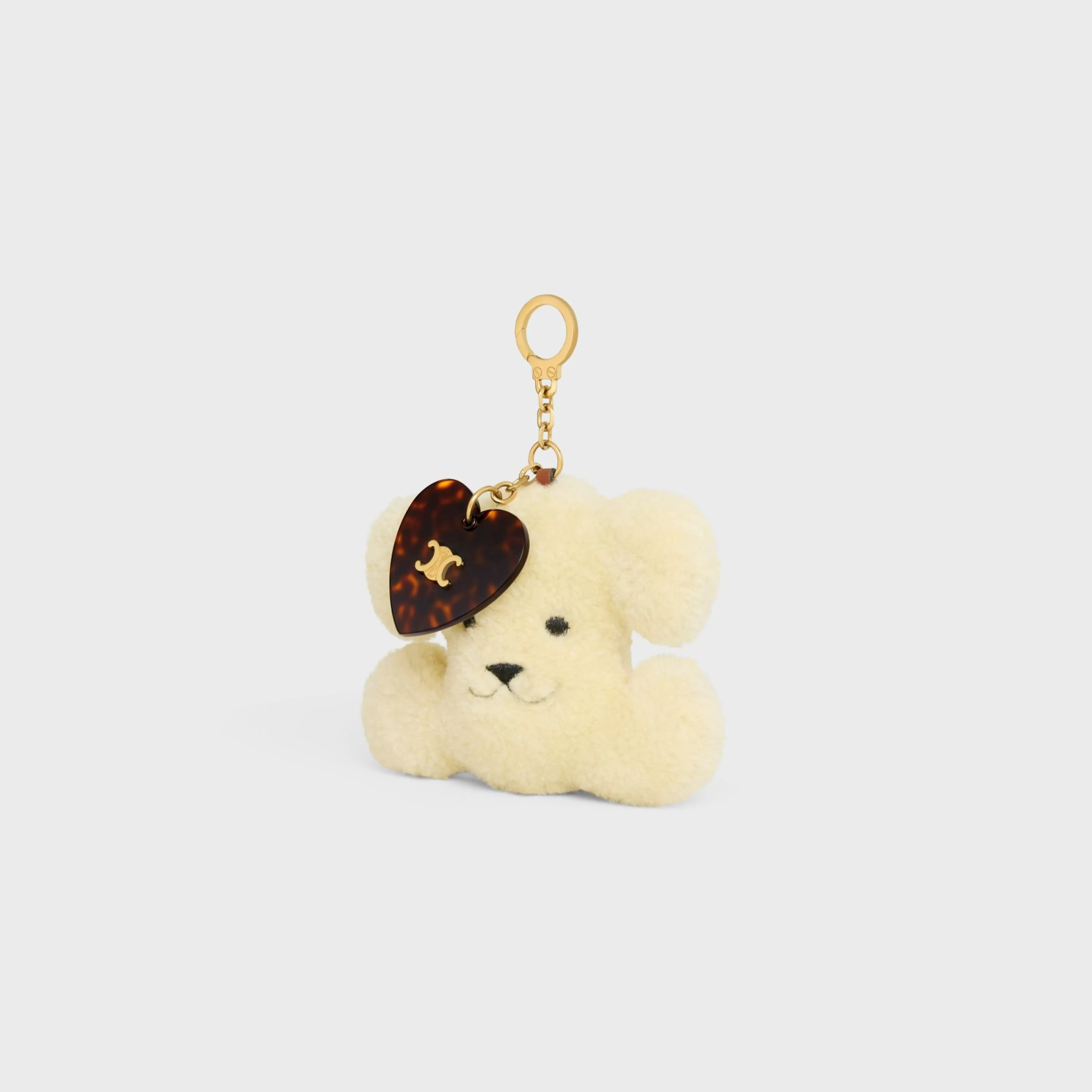 TRIOMPHE pom-pom keyring with heart in SHEARLING AND ACETATE with GOLD FINISHING^CELINE Cheap