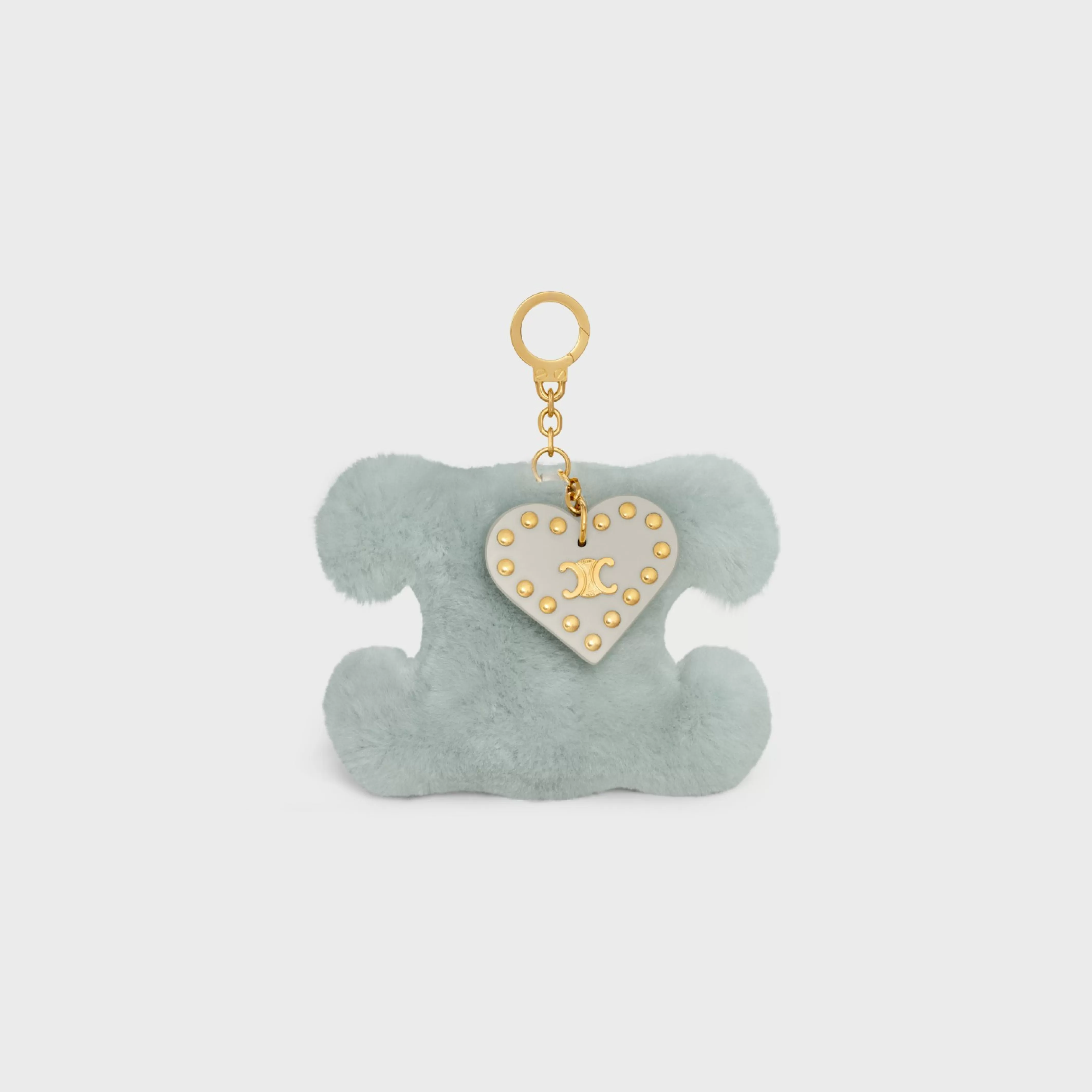 TRIOMPHE pom-pom keyring with HEART in SHEARLING AND CALFSKIN with GOLD FINISHING^CELINE Flash Sale