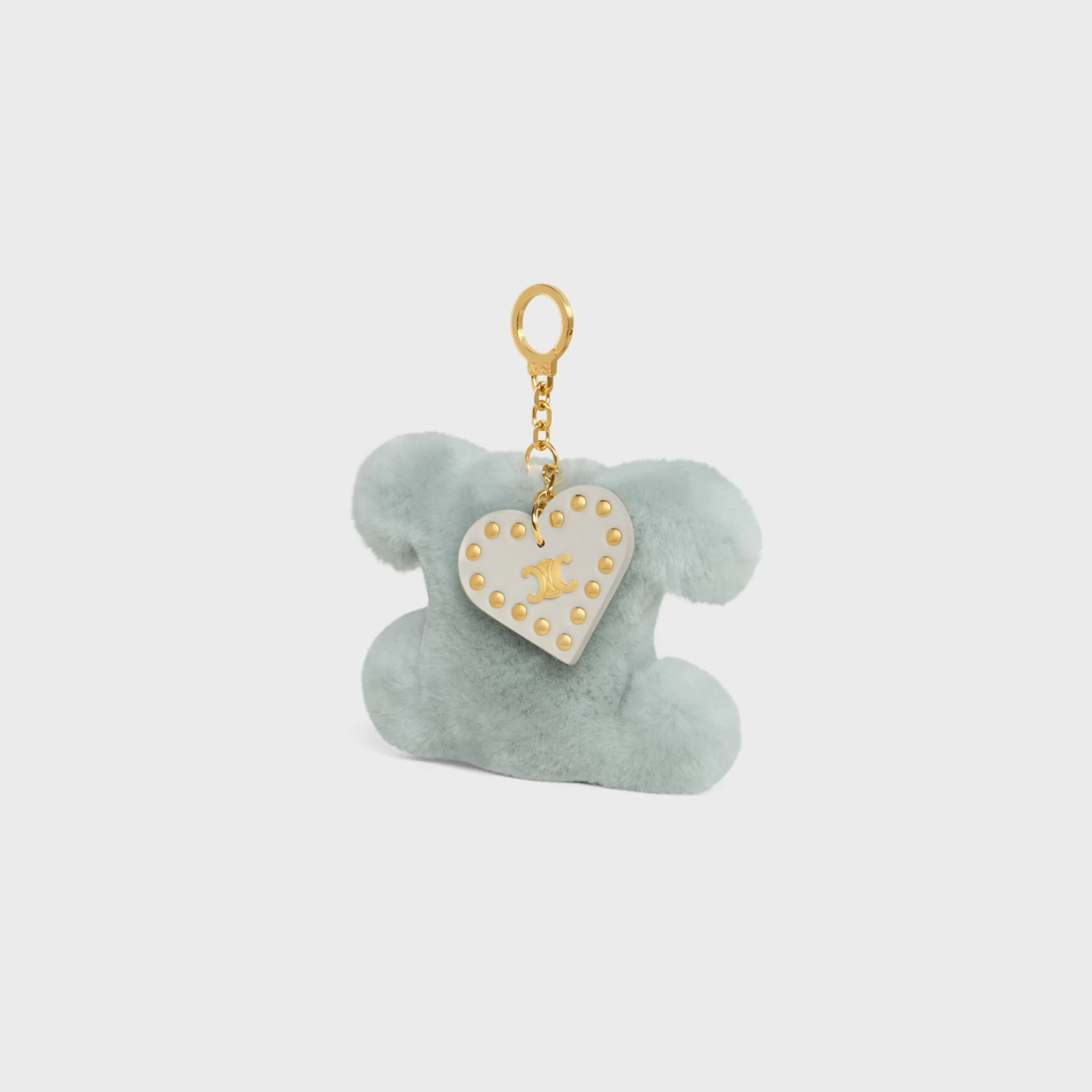 TRIOMPHE pom-pom keyring with HEART in SHEARLING AND CALFSKIN with GOLD FINISHING^CELINE Flash Sale