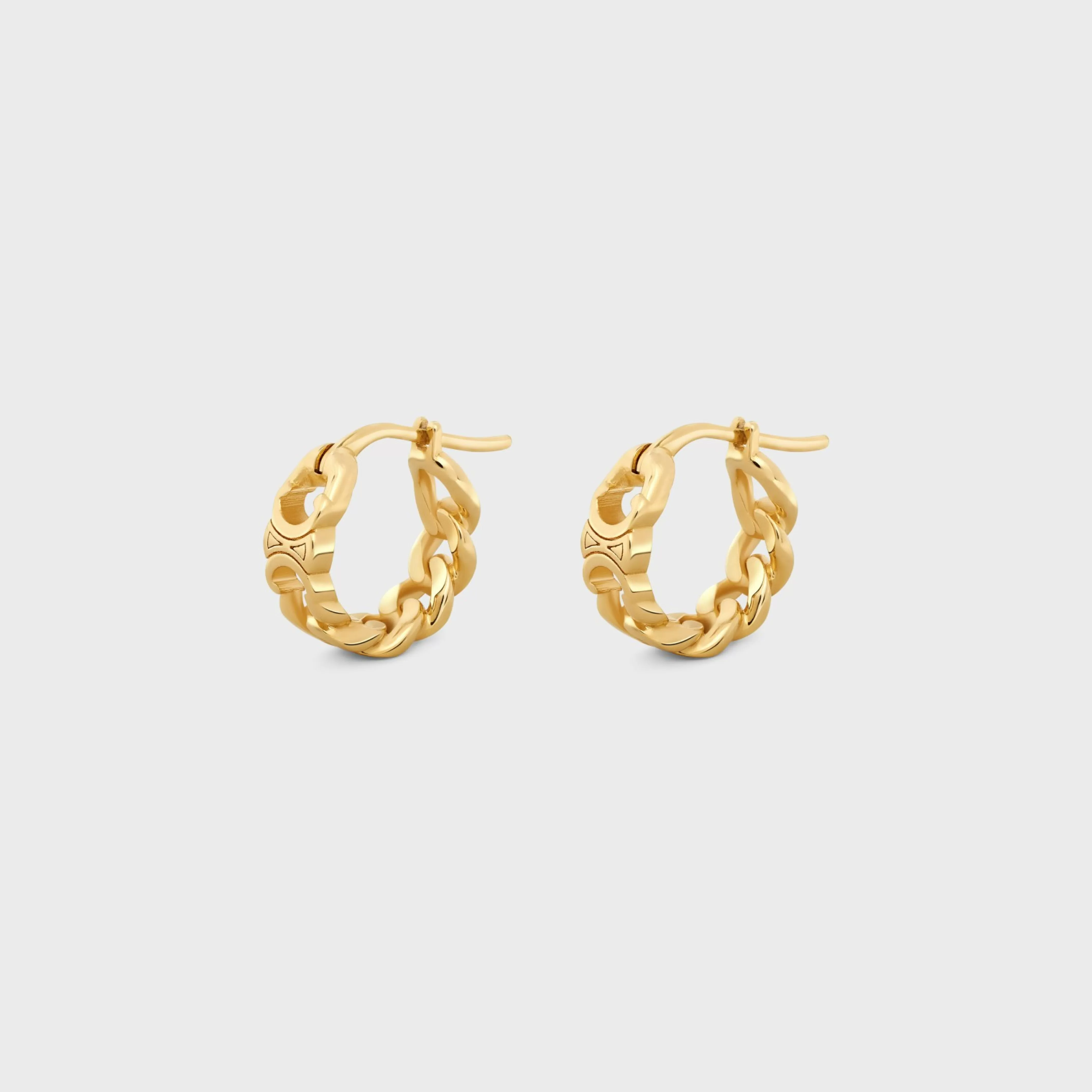Triomphe Small Gourmette Hoops in Brass with Gold Finish^CELINE Best