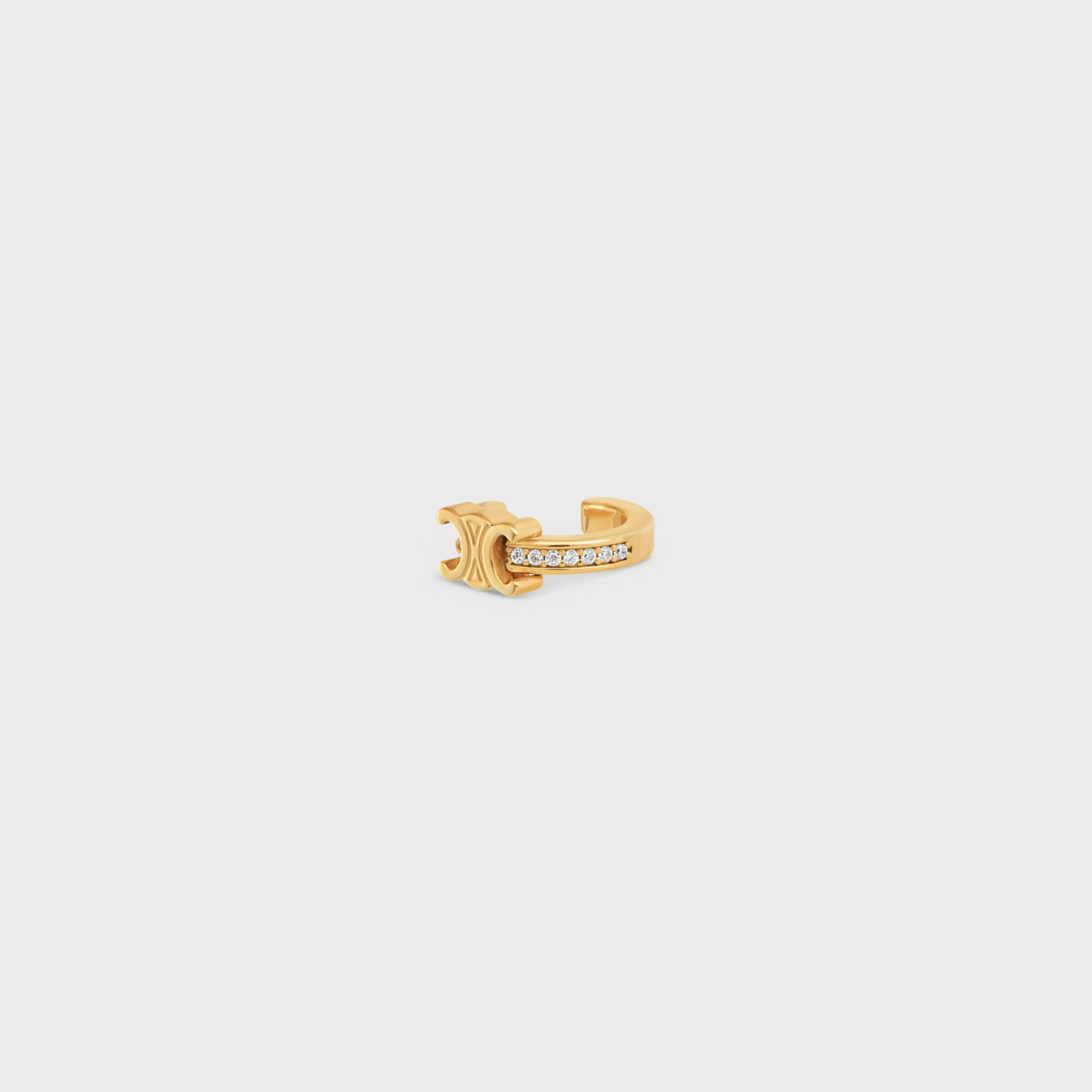 Triomphe Sparkle Earcuff in Strass and Brass with Gold Finish^CELINE Cheap